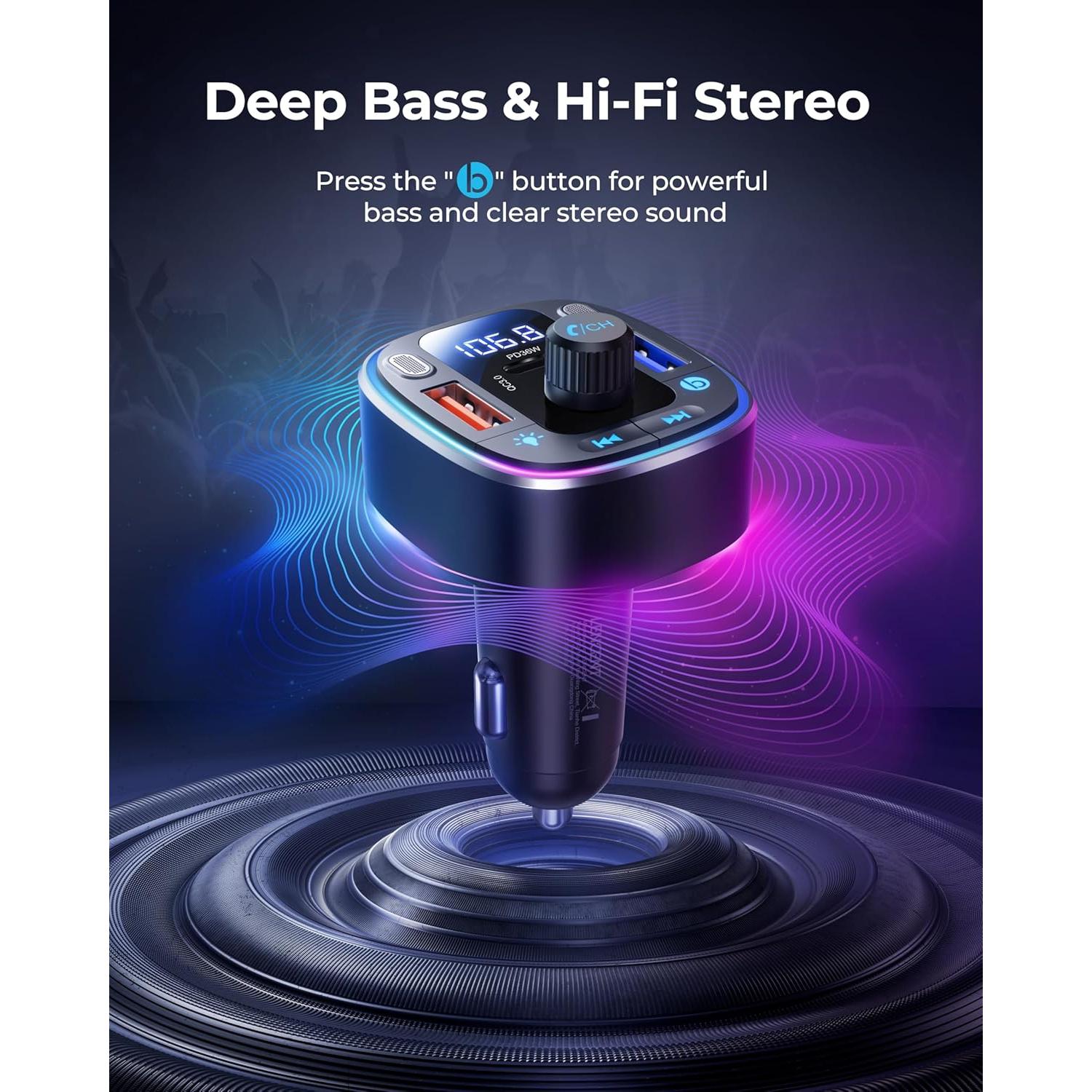 Adaptador Bluetooth 5.4 LENCENT FM Carga Rápida 54W