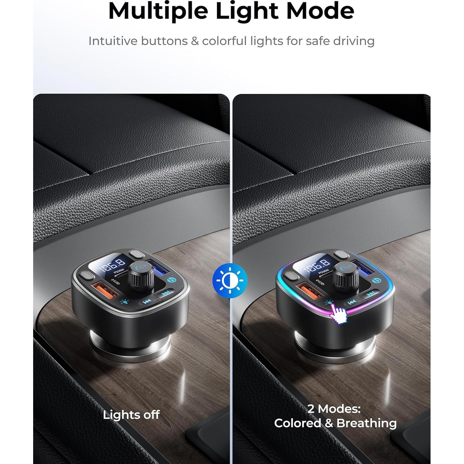 Adaptador Bluetooth 5.4 LENCENT FM Carga Rápida 54W