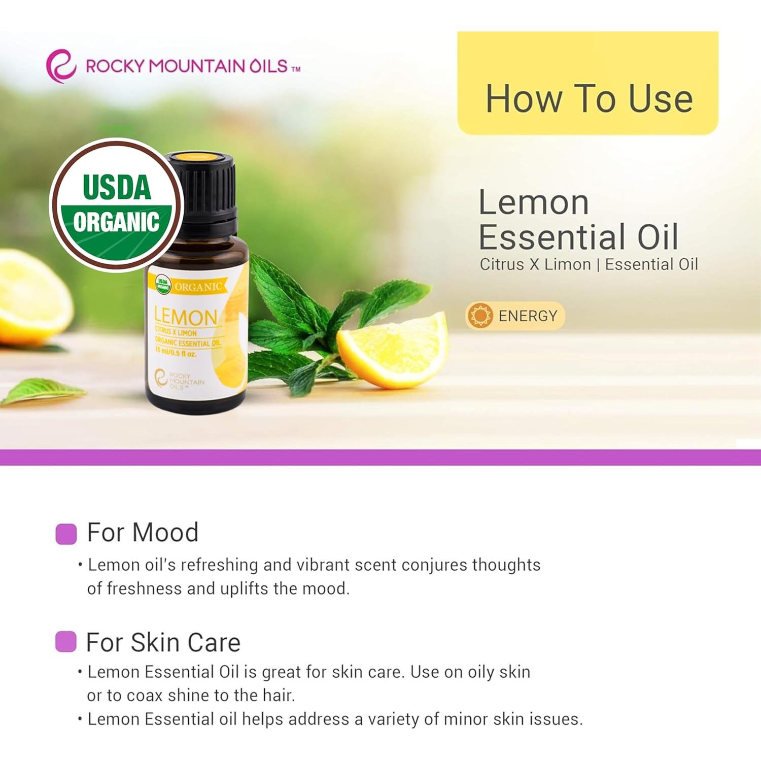 Aceite Esencial de Limón Orgánico Rocky Mountain 15ml x2