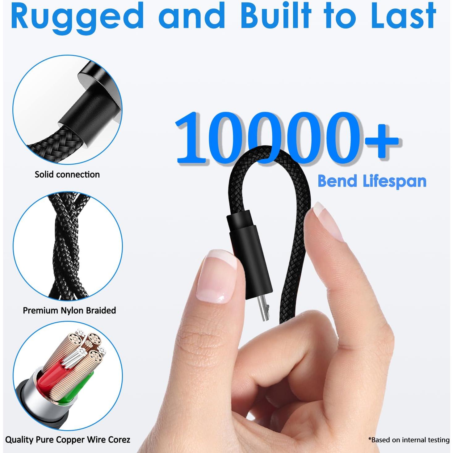 Cable de Carga Micro USB TCKN 2m para PS4, Xbox One, Roku