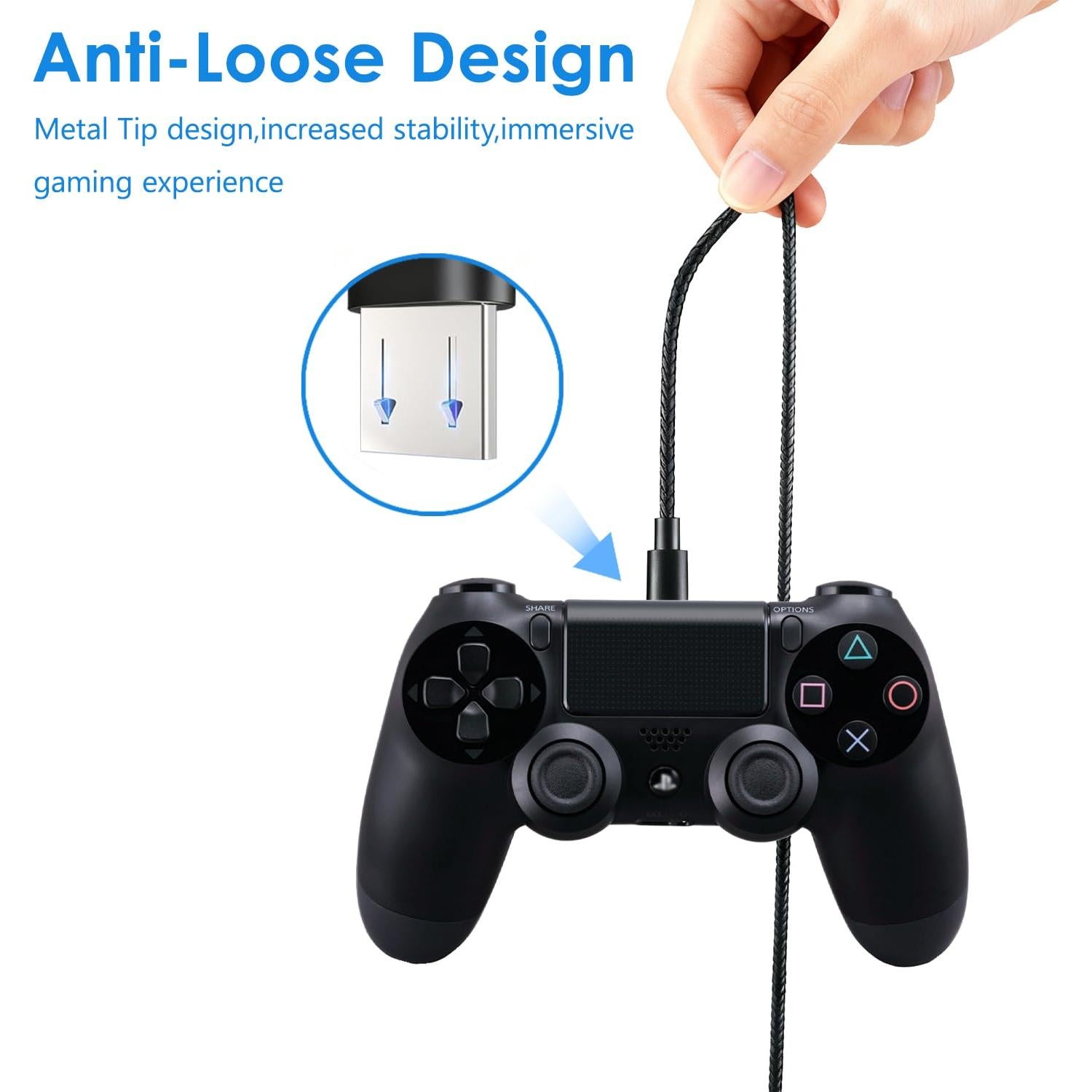 Cable de Carga Micro USB TCKN 2m para PS4, Xbox One, Roku