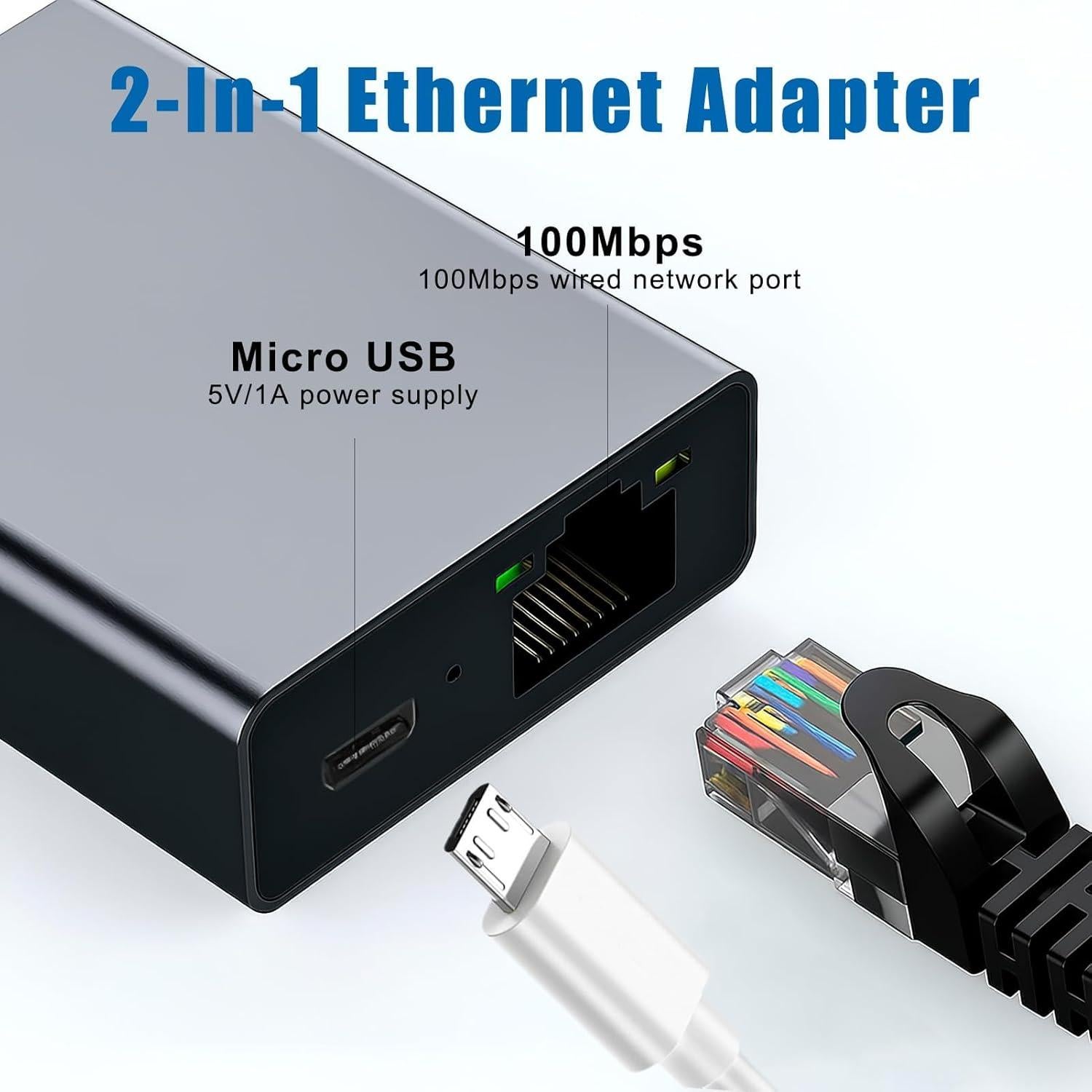 Adaptador Ethernet Uelkr Micro USB a RJ45 para TV Stick