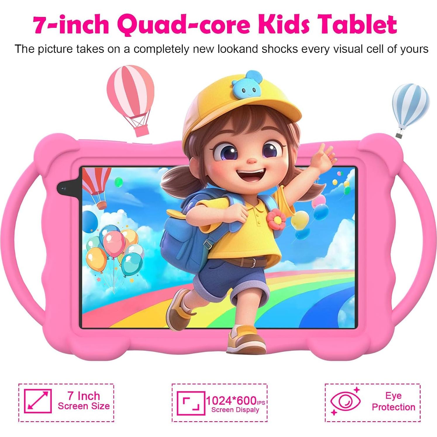 Tableta para Niños Nyxolaria Q3K 7" 32GB Android 14 Rosa