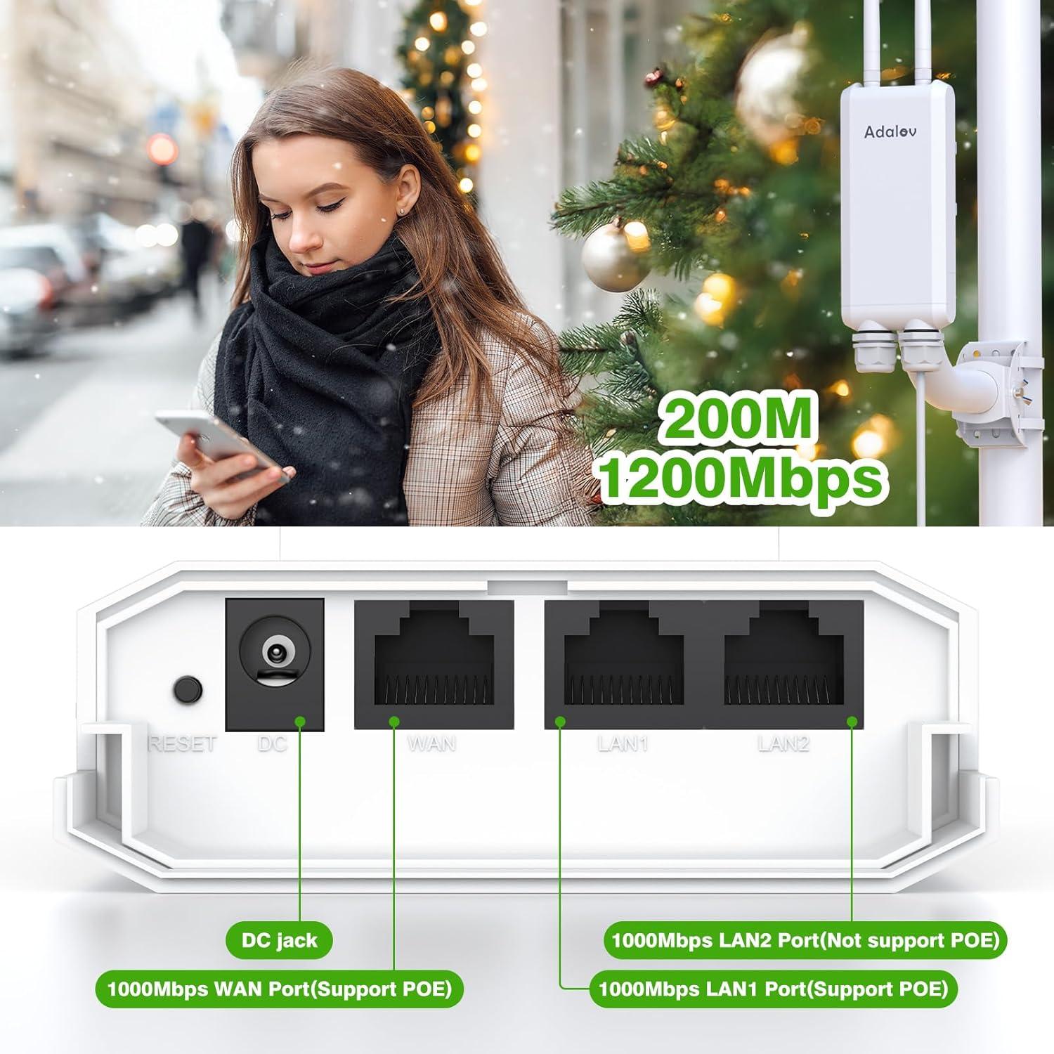 Punto de Acceso Wi-Fi Exterior AdaLov CF-EW84 1200Mbps IP66