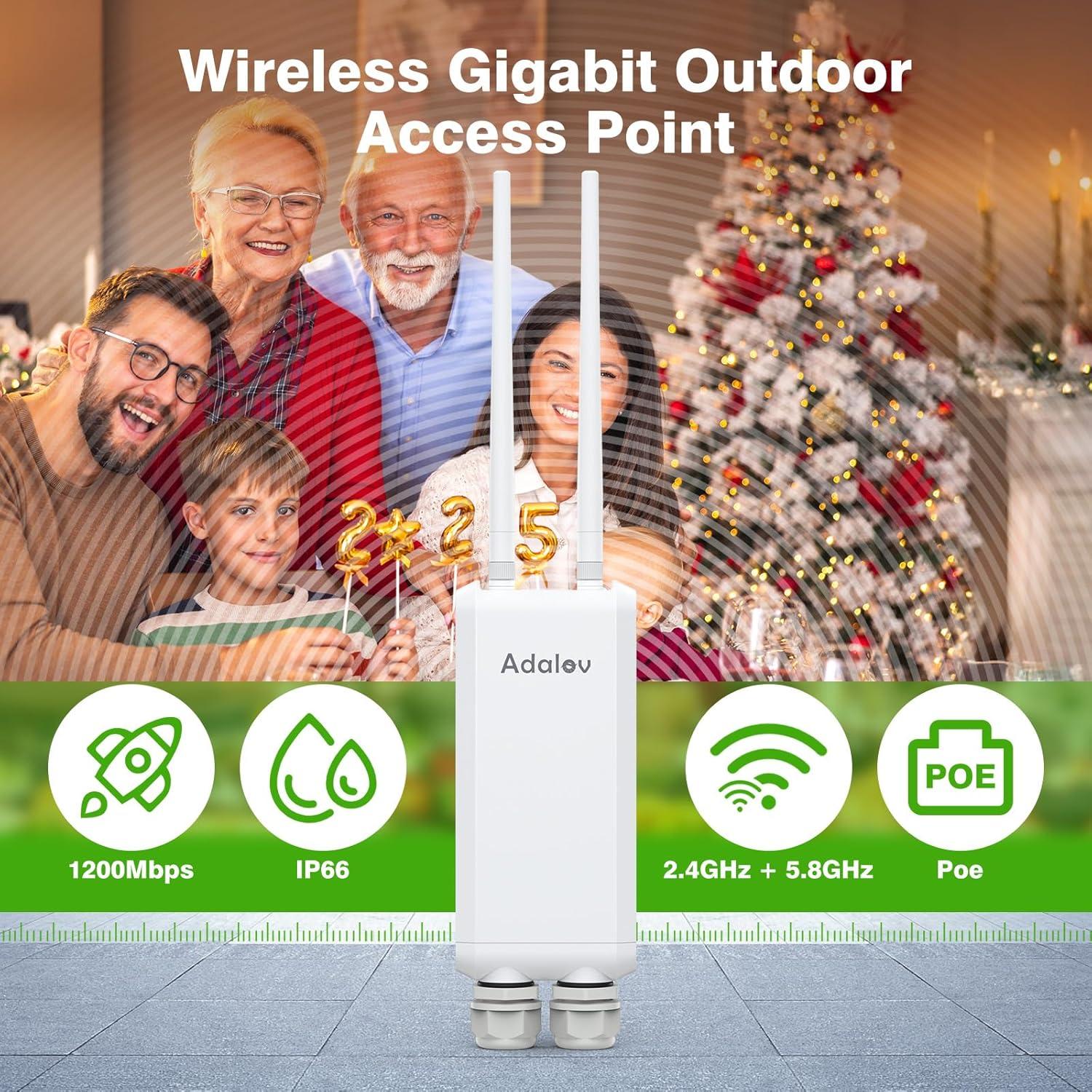 Punto de Acceso Wi-Fi Exterior AdaLov CF-EW84 1200Mbps IP66
