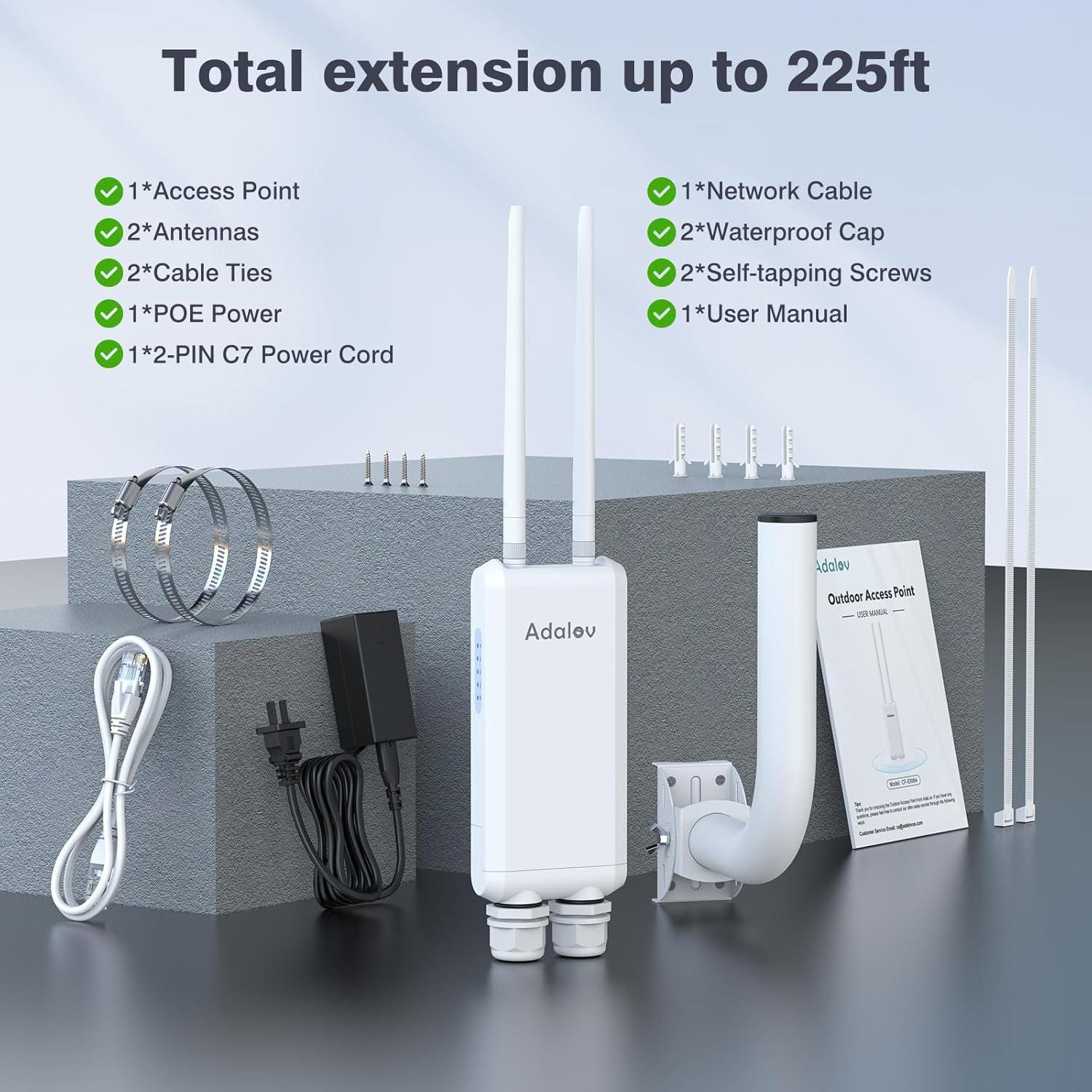 Punto de Acceso Wi-Fi Exterior AdaLov CF-EW84 1200Mbps IP66