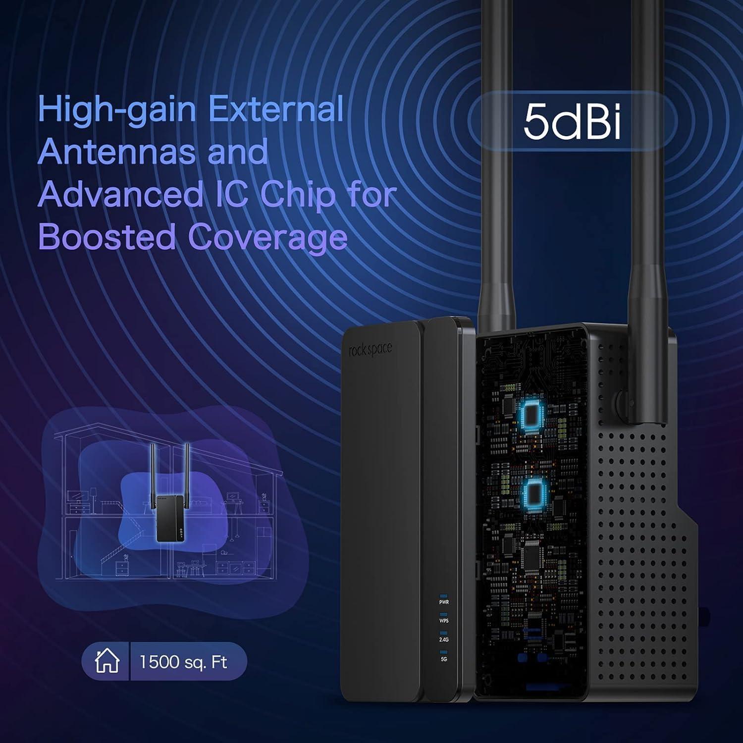 Extensor WiFi 6 Rockspace AX1800 Doble Banda 1.8Gbps 4 Antenas