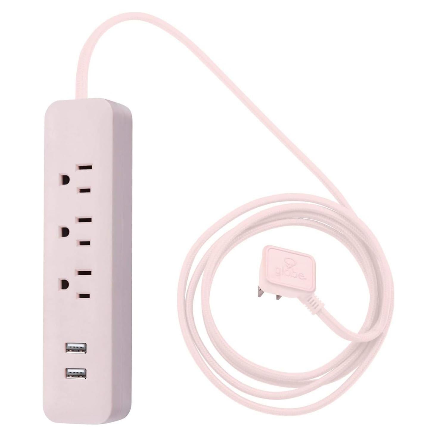 Regleta de Energía Globe Electric 78257 Rosa 3 Salidas USB