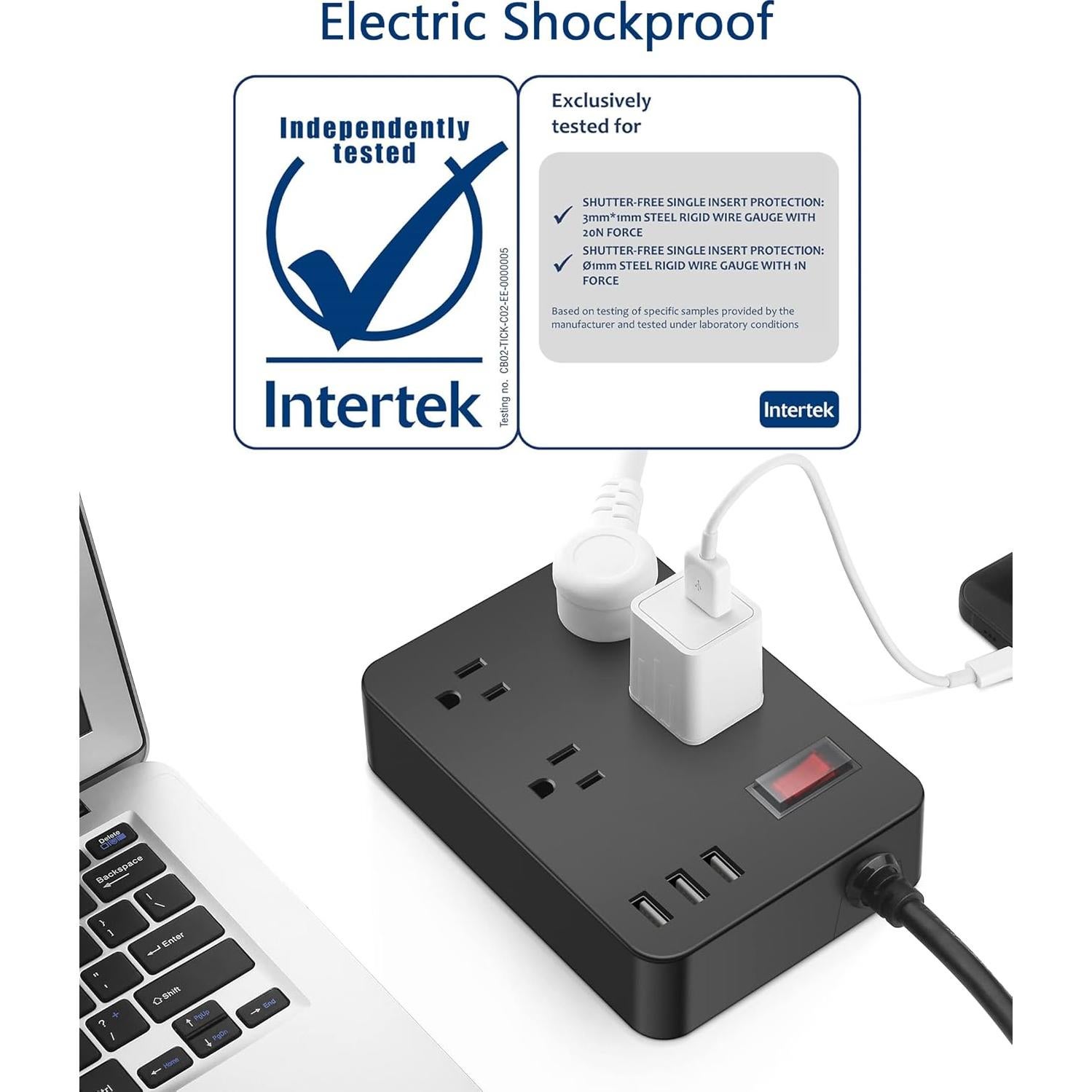 Regleta de Poder JGSTKCITY 120V a Prueba de Agua 4 Salidas 3 USB