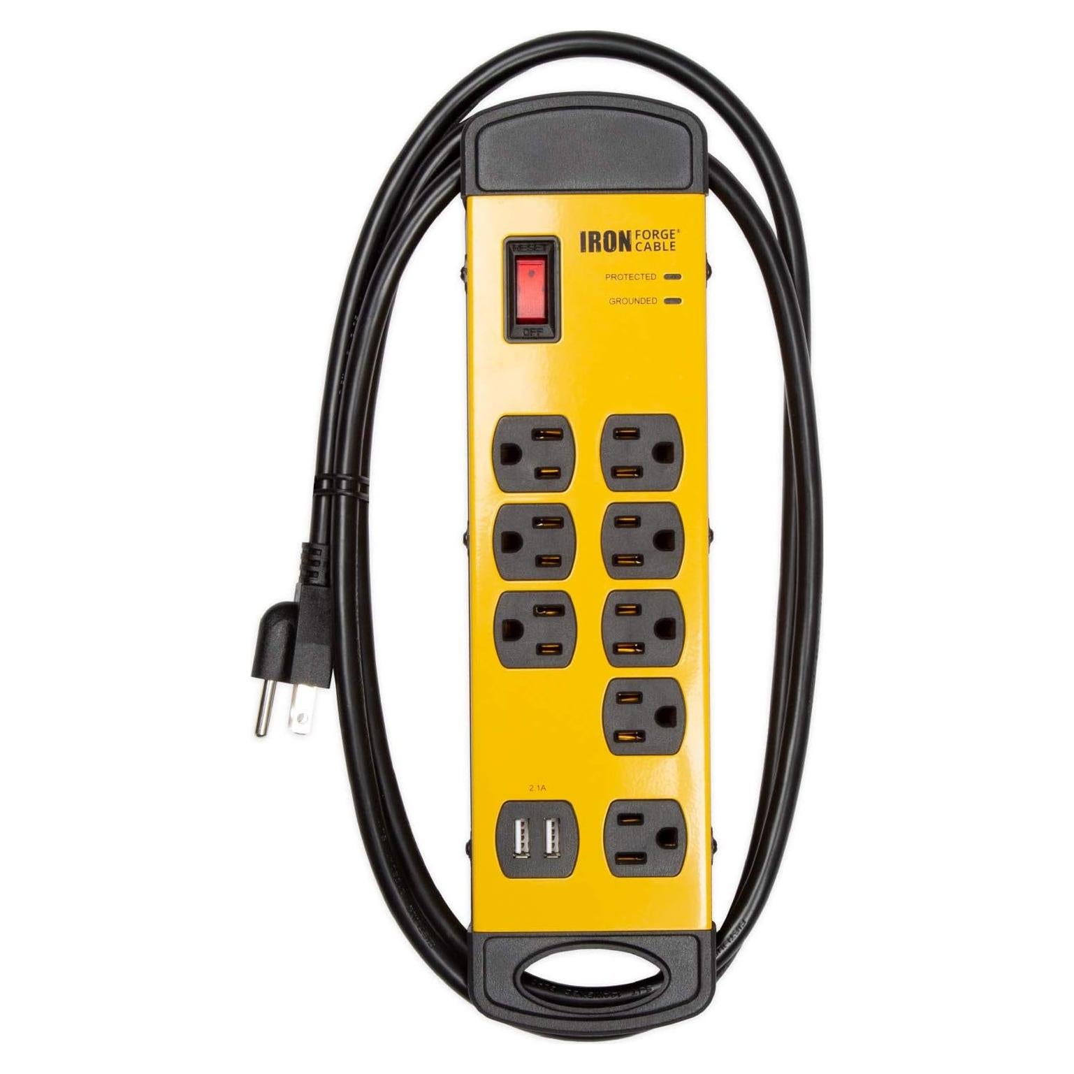 Protector de Sobretensión 8 Salidas Iron Forge Cable 1350 Julios