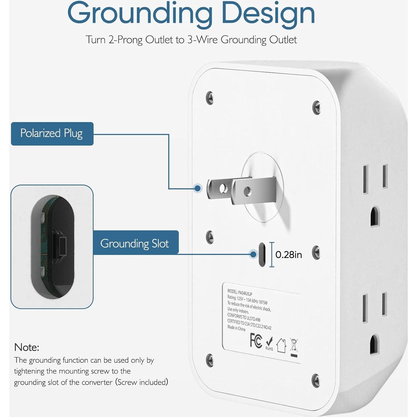 Adaptador Enchufe 2 a 3 Patas LENCENT 6 Salidas Protector