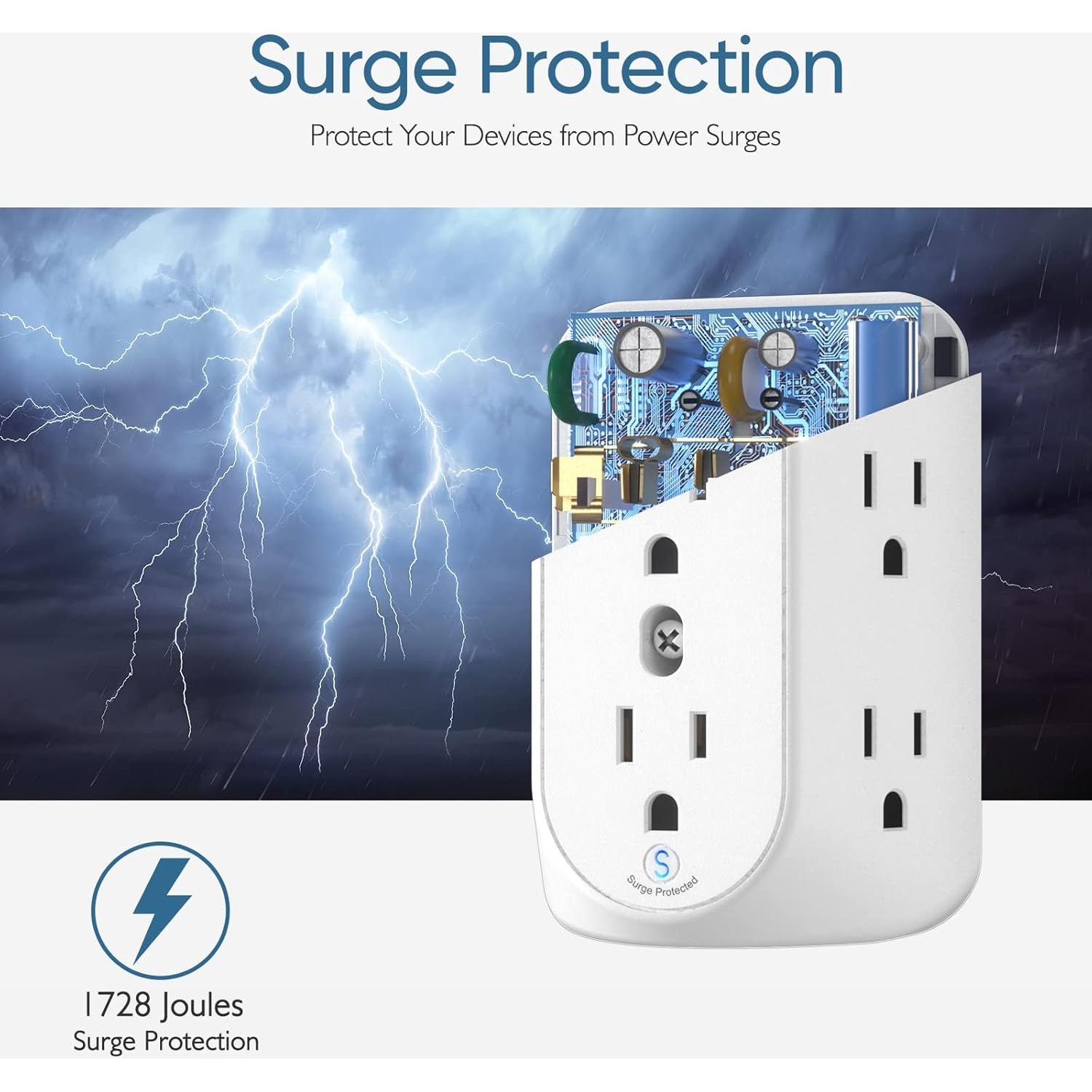 Adaptador Enchufe 2 a 3 Patas LENCENT 6 Salidas Protector