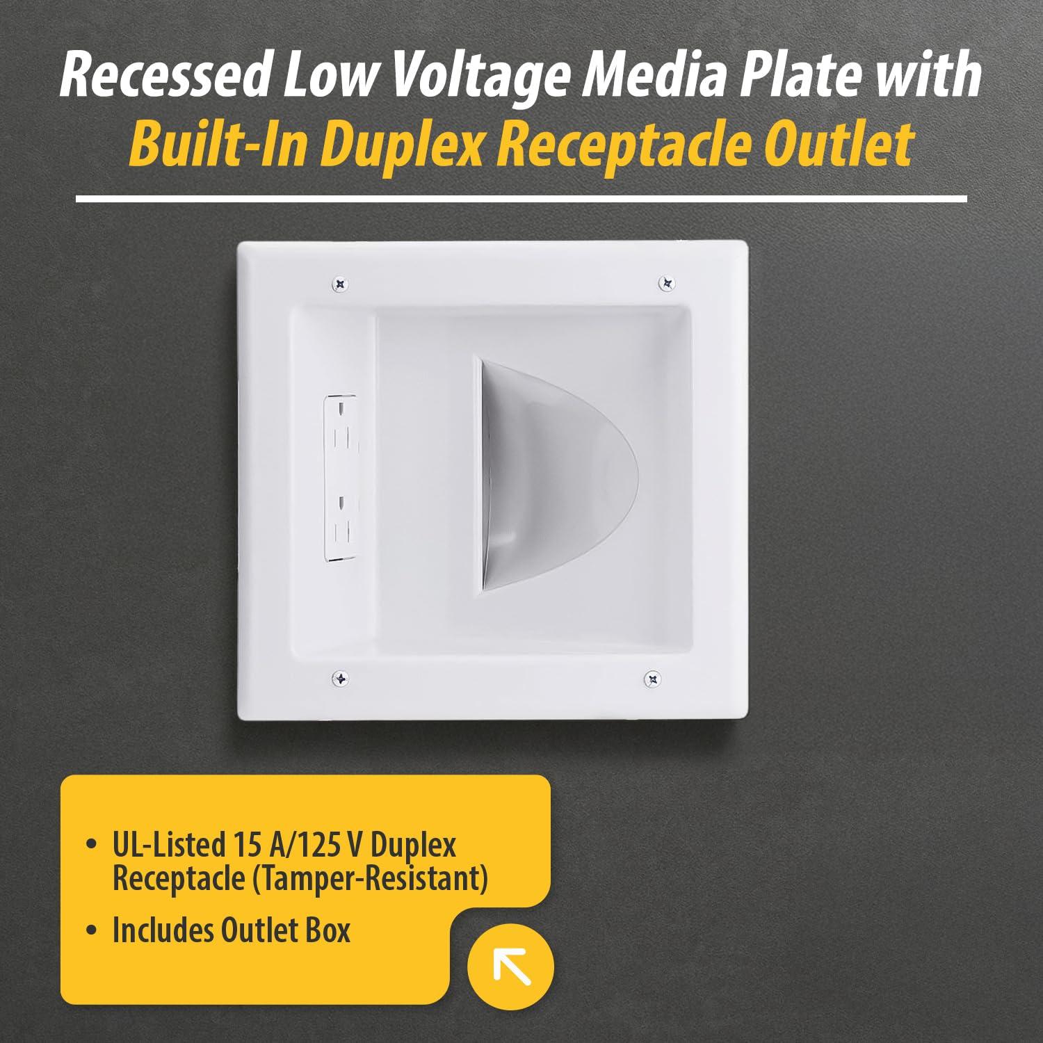 Placa de Pared DataComm 45-0031-WH con Doble Receptáculo