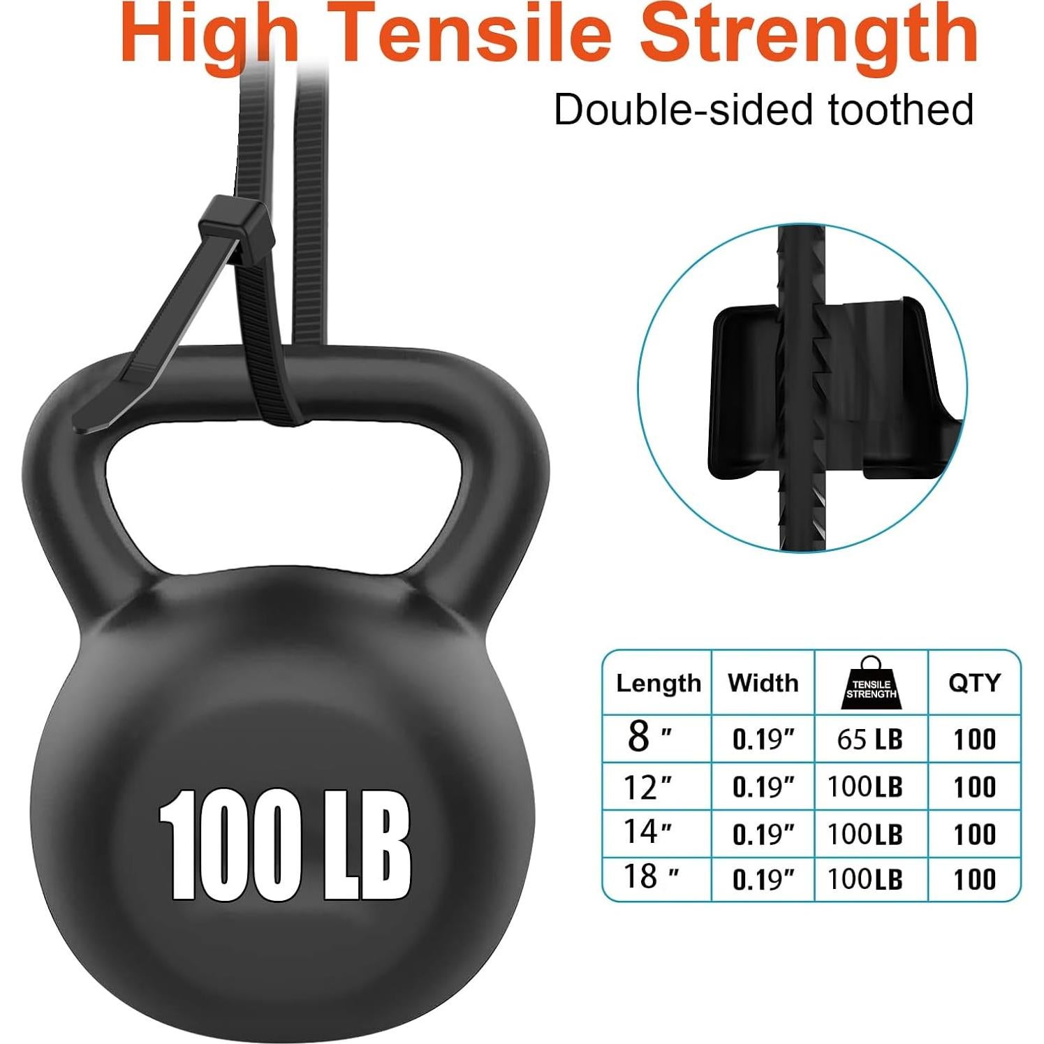 Bridas de Plástico JIANYANG 8-12-14-18" 400 Paquetes 100 LBS