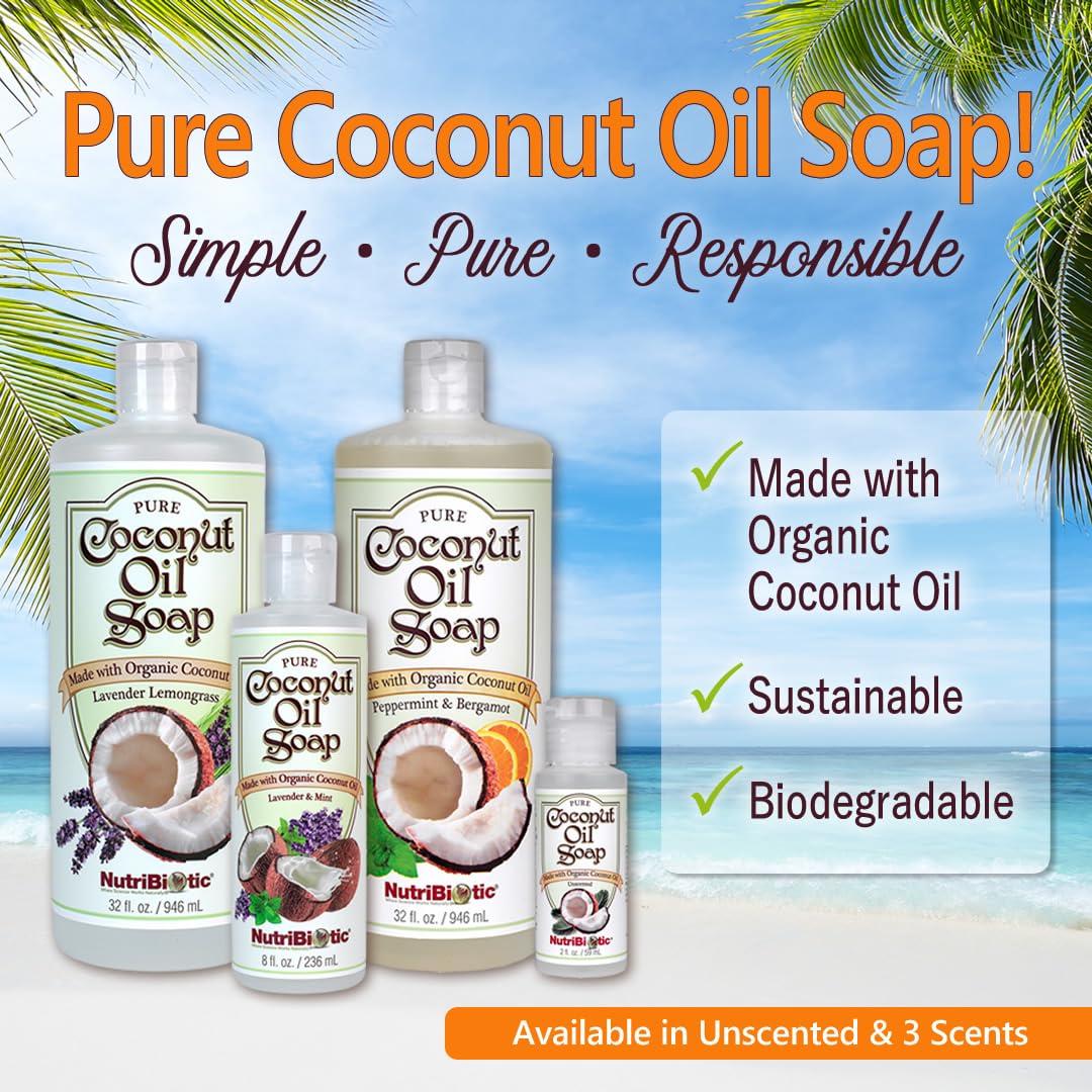 Jabón Orgánico NutriBiotic de Aceite de Coco 236 ml - Menta y Bergamota