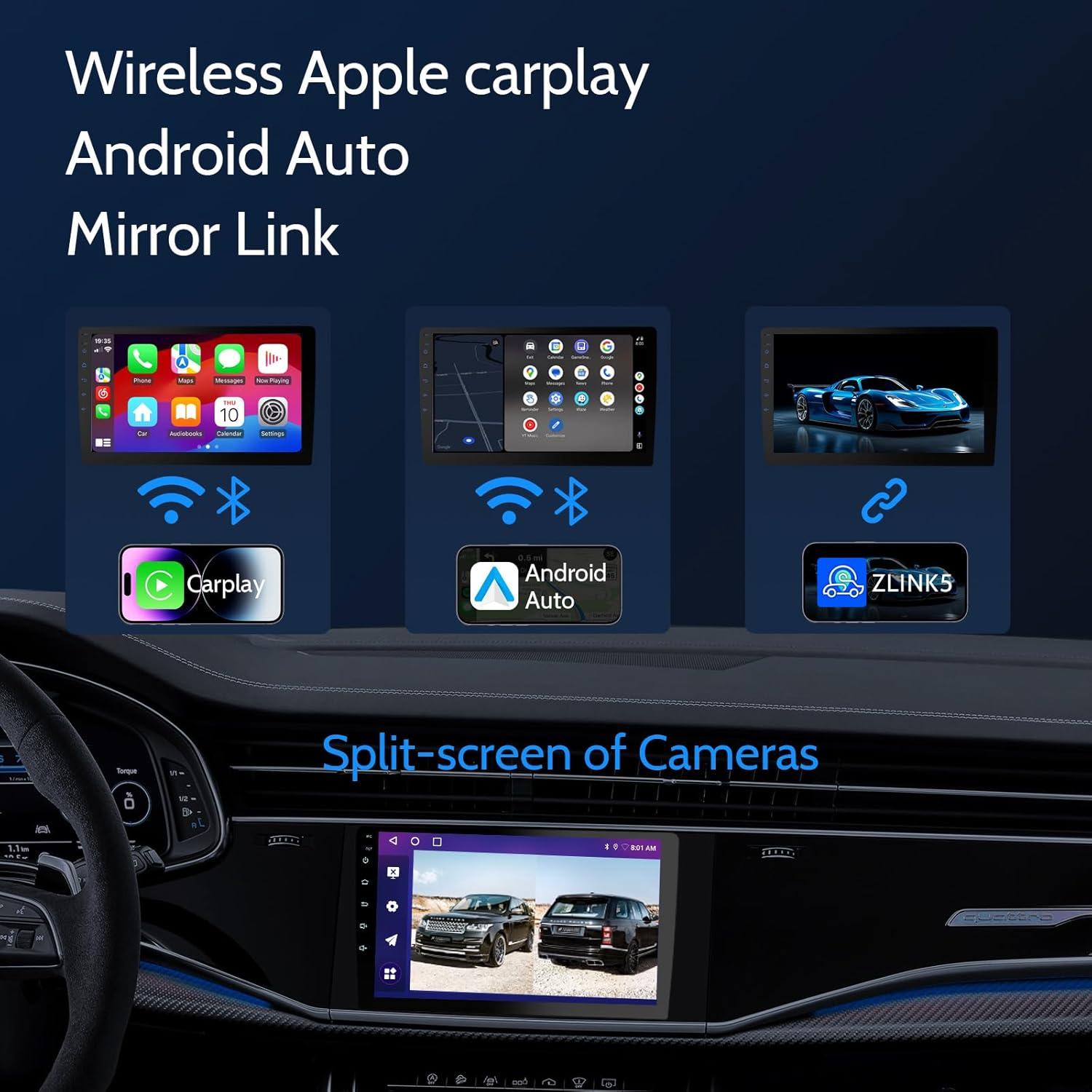 Estéreo de coche Haudio 9" Bluetooth 5.0 con CarPlay y cámara 1080P