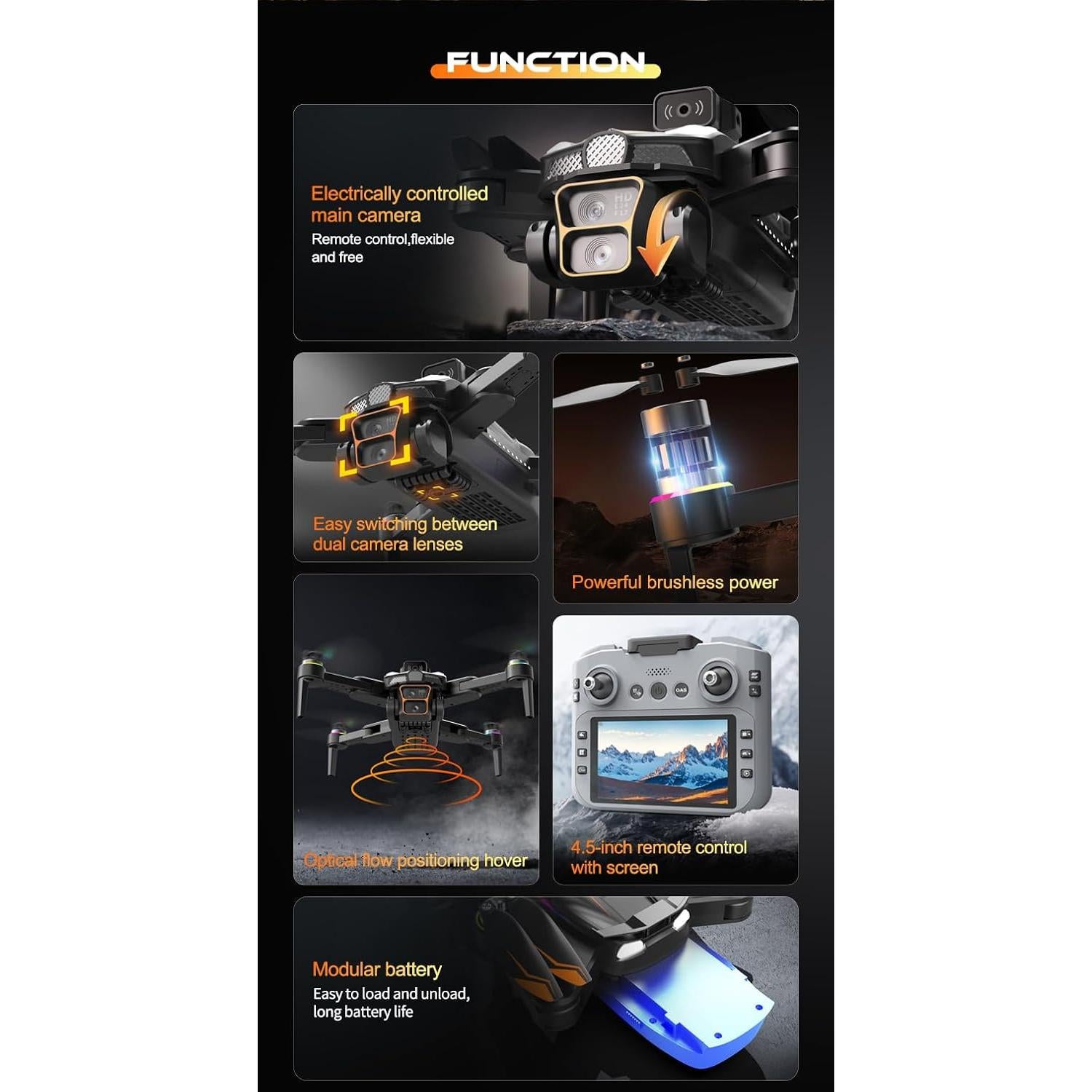 Drone Genérico T5P Doble Cámara 720P HD Plegable con Control Remoto