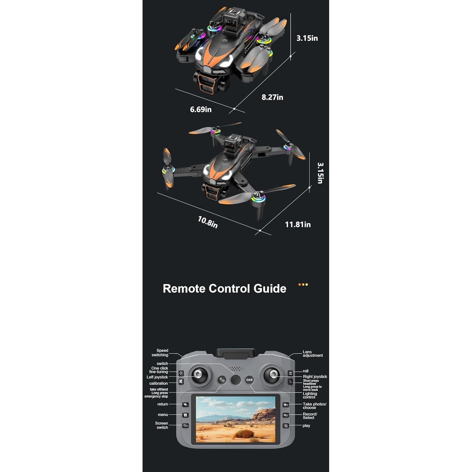 Drone Genérico T5P Doble Cámara 720P HD Plegable con Control Remoto