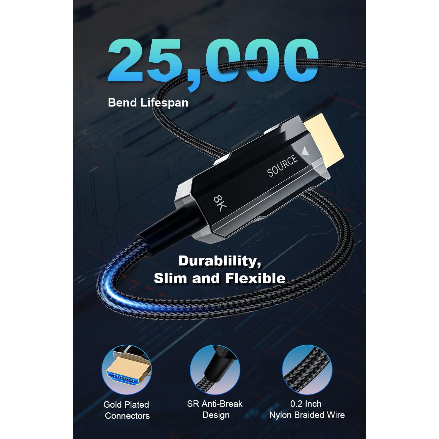 Cable HDMI 2.1 de Fibra Óptica 15m 8K 48Gbps AST