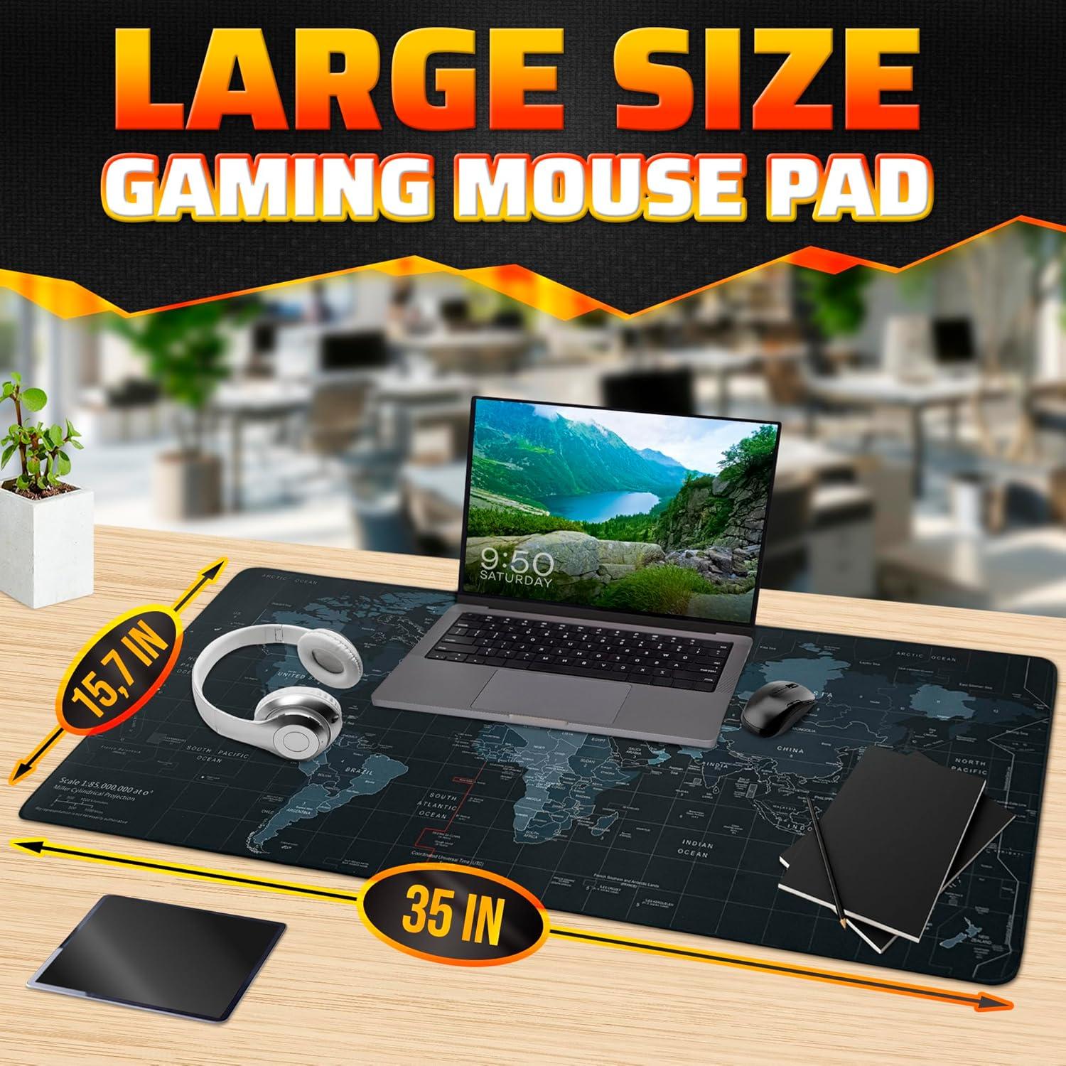 Alfombrilla de Ratón XL Helvetios Mapa del Mundo 88.9x39.9 cm