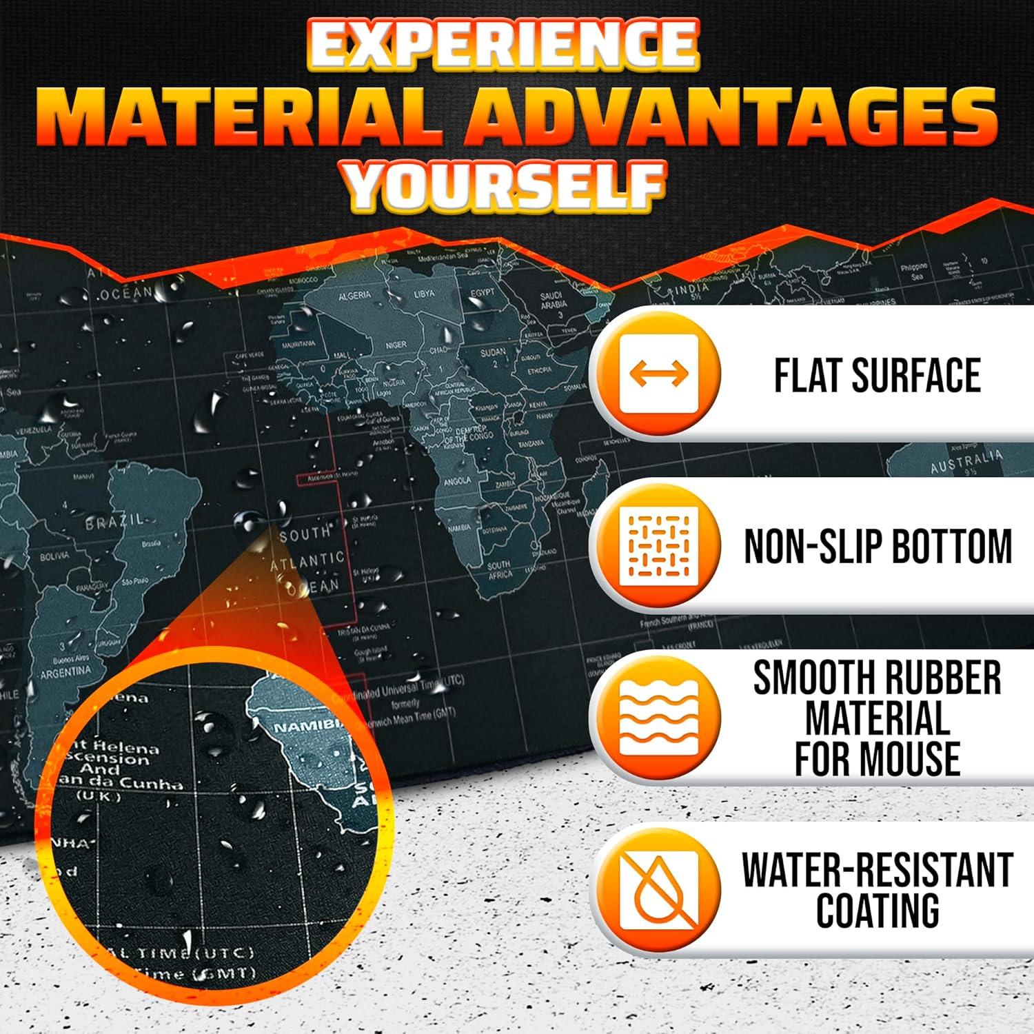 Alfombrilla de Ratón XL Helvetios Mapa del Mundo 88.9x39.9 cm