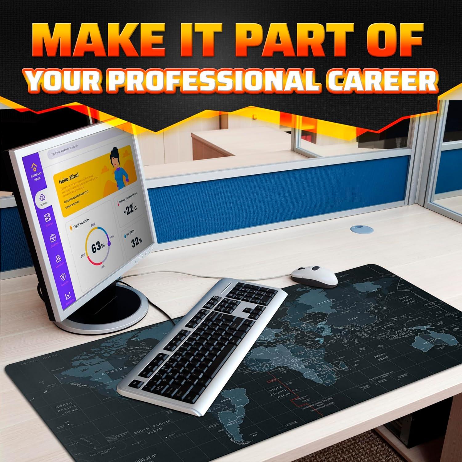 Alfombrilla de Ratón XL Helvetios Mapa del Mundo 88.9x39.9 cm