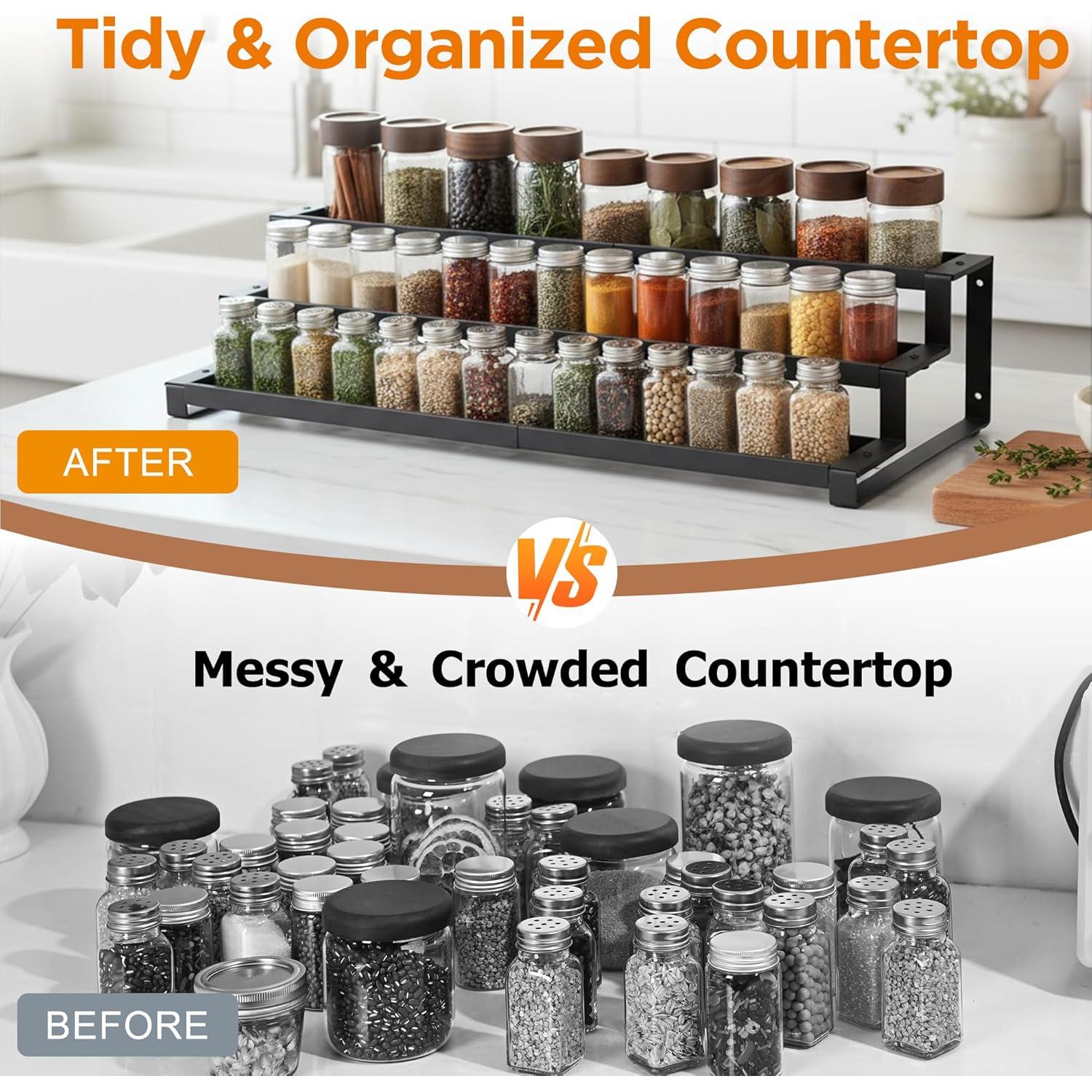 Estante de especias GOENDR 3 niveles expandible 40.6-73.7 cm negro