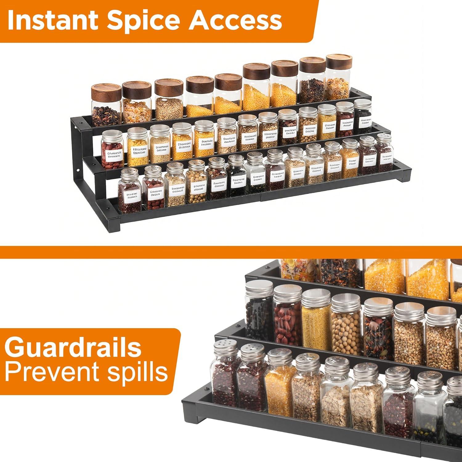Estante de especias GOENDR 3 niveles expandible 40.6-73.7 cm negro