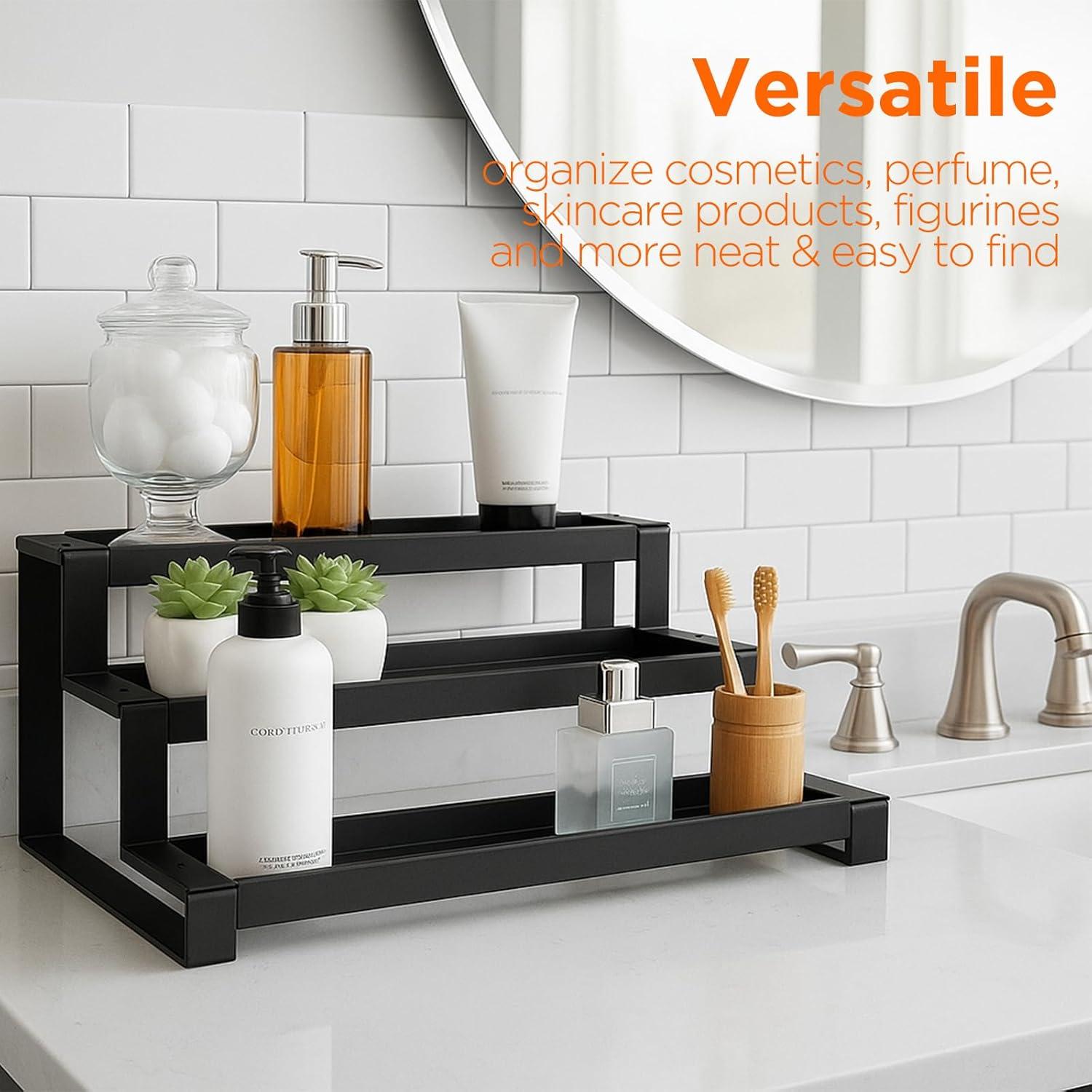 Estante de especias GOENDR 3 niveles expandible 40.6-73.7 cm negro