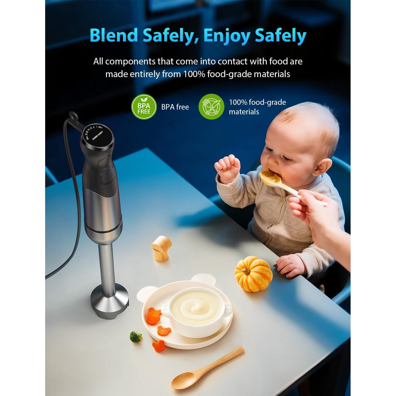 Batidor de Inmersión Subry Chefy 1000W 25 Velocidades Acero Inoxidable