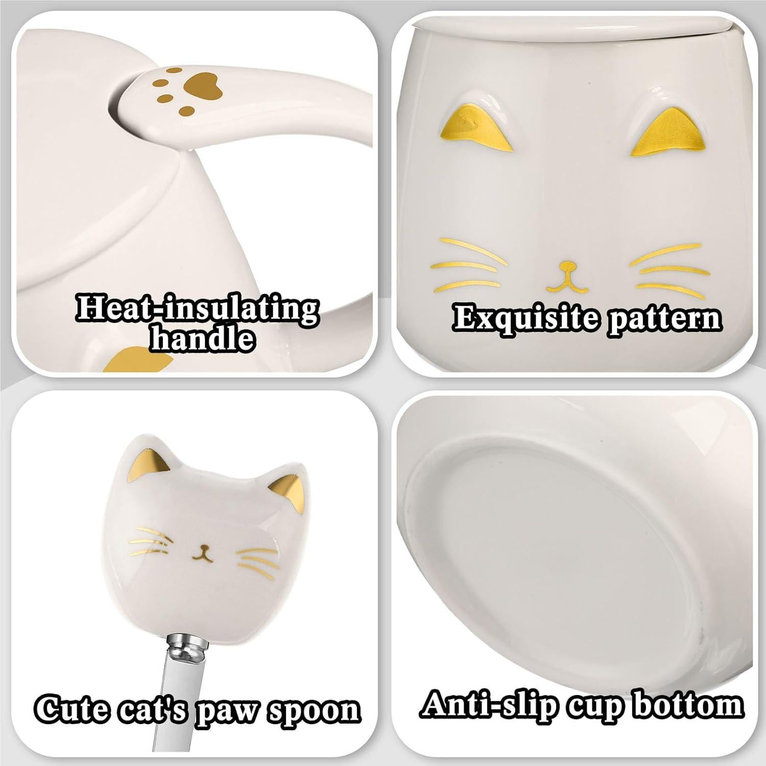 Calentador de taza eléctrico Reallnaive con diseño de gato blanco