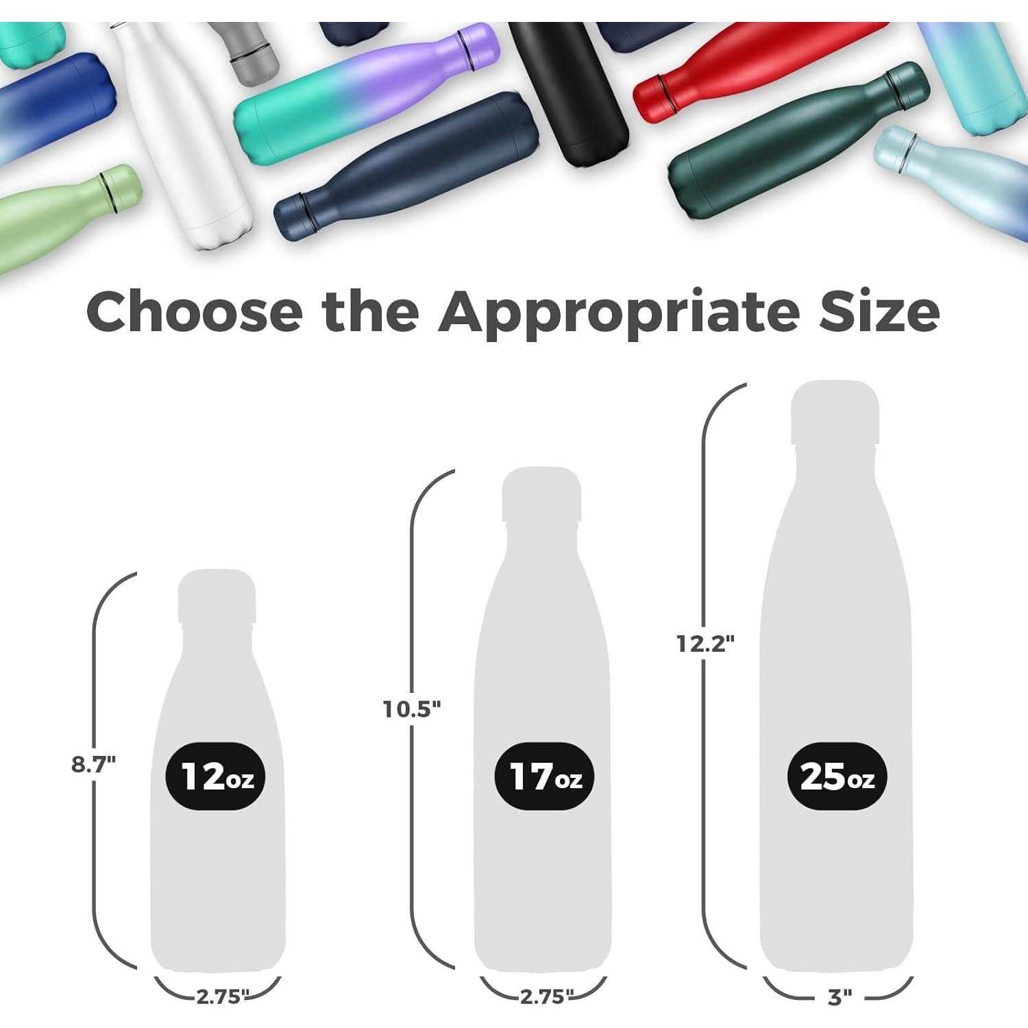 Botella de Agua Aislada Volhoply 500ml Acero Inoxidable Negro