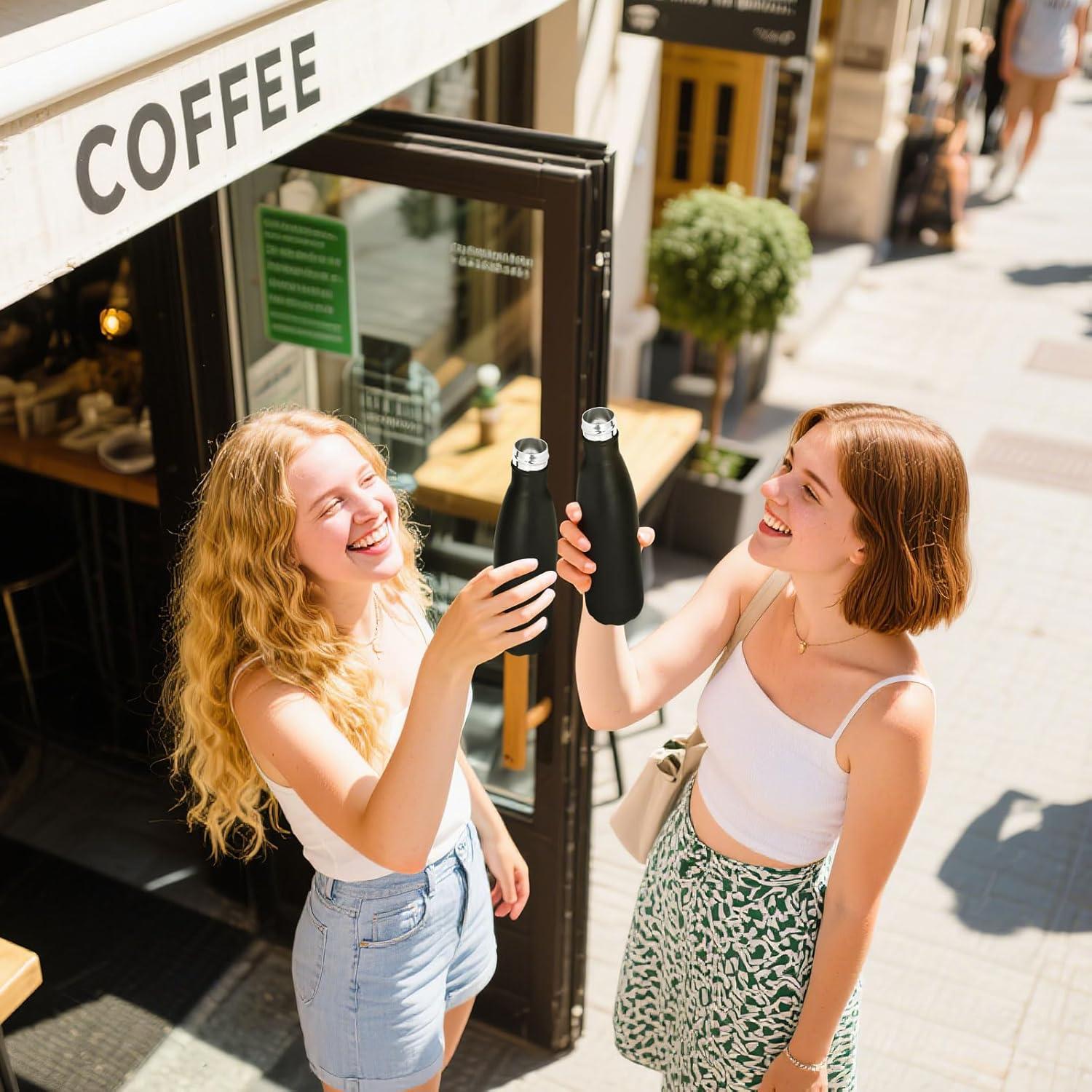 Botella de Agua Aislada Volhoply 500ml Acero Inoxidable Negro