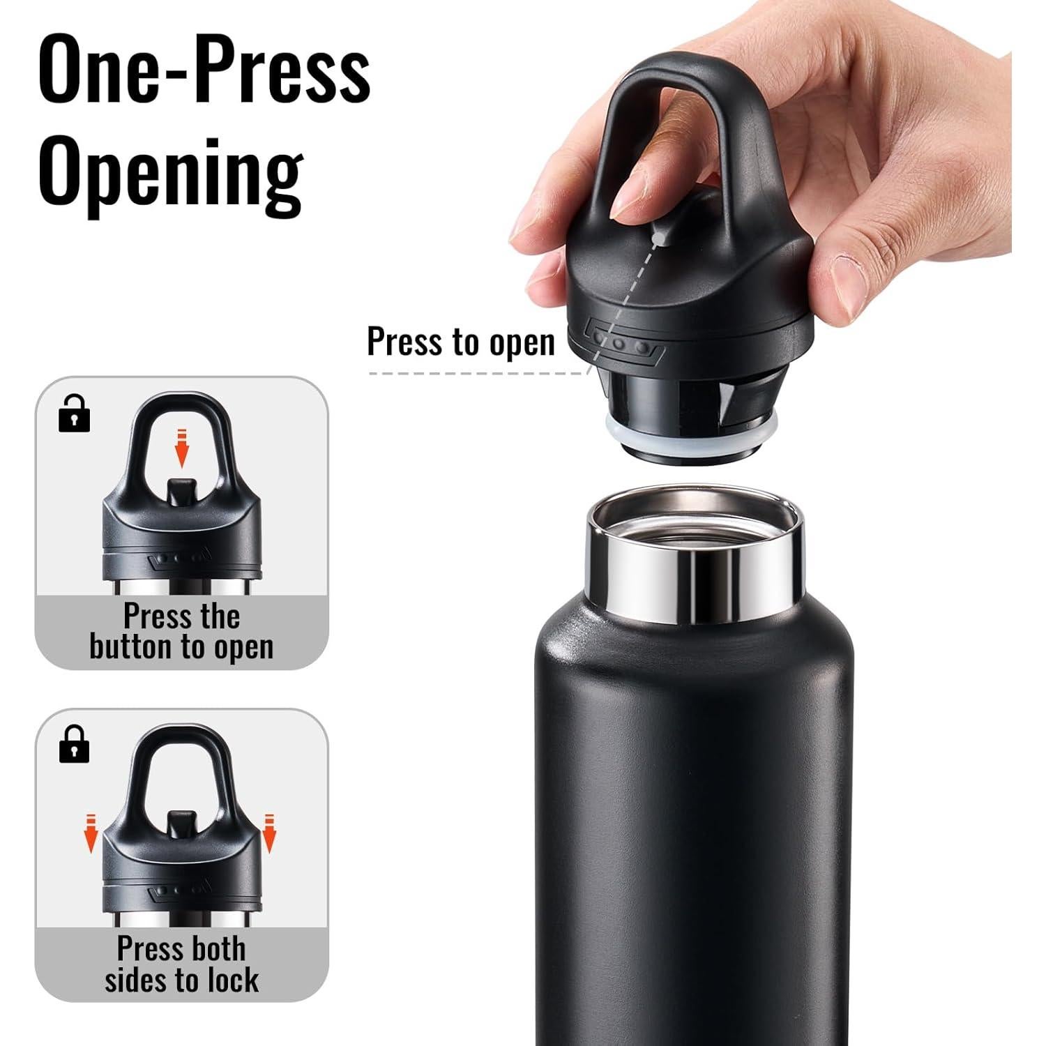 Botella de Agua Aislada Ratrabas 621 ML con Tapa a Prueba de Fugas