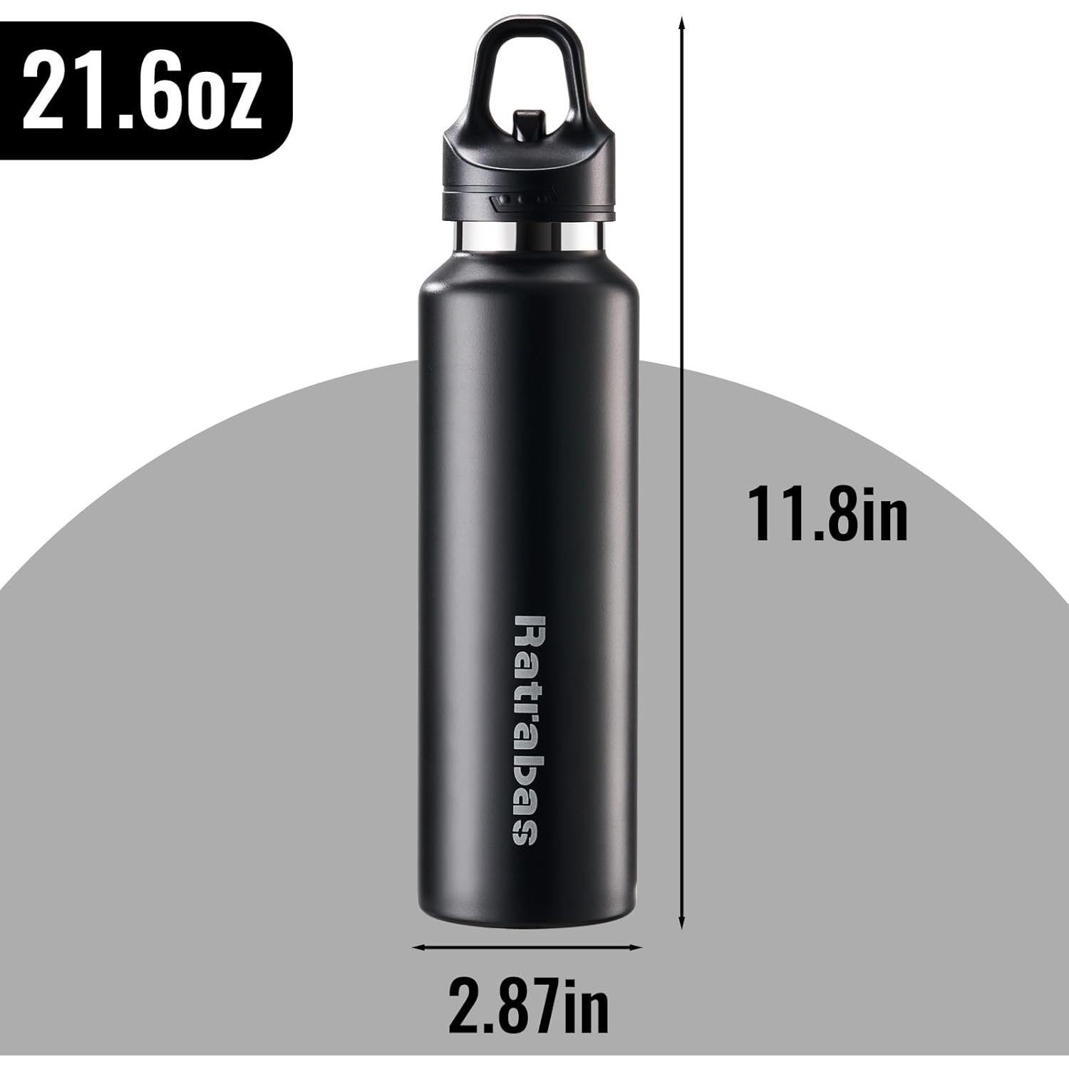Botella de Agua Aislada Ratrabas 621 ML con Tapa a Prueba de Fugas