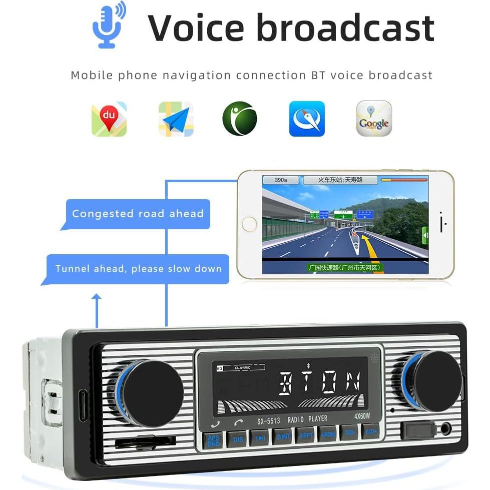 Estéreo de Coche Oeretzrac JSD-5513 Bluetooth Retro 17.78cm