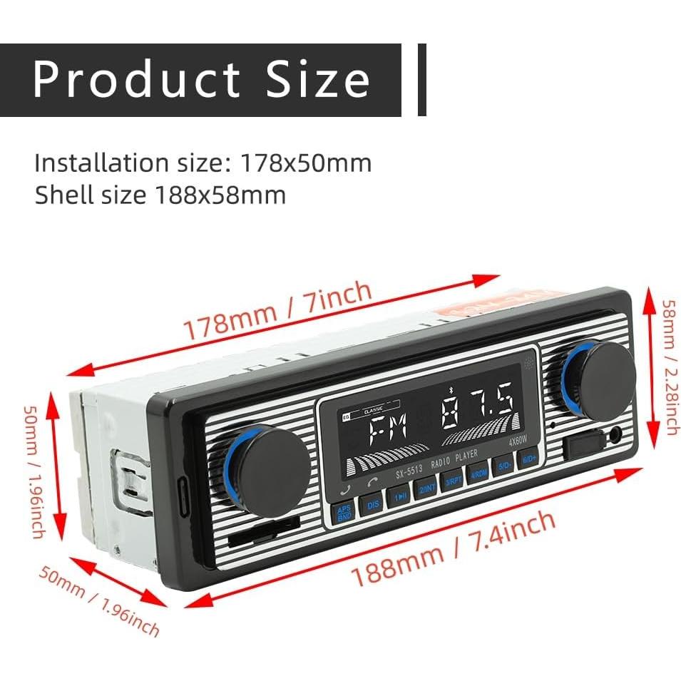 Estéreo de Coche Oeretzrac JSD-5513 Bluetooth Retro 17.78cm