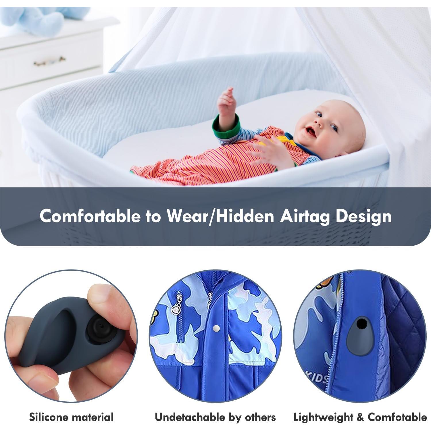 Funda Silicona Airtag Oculta AIDE 2 Paquete Negro Azul