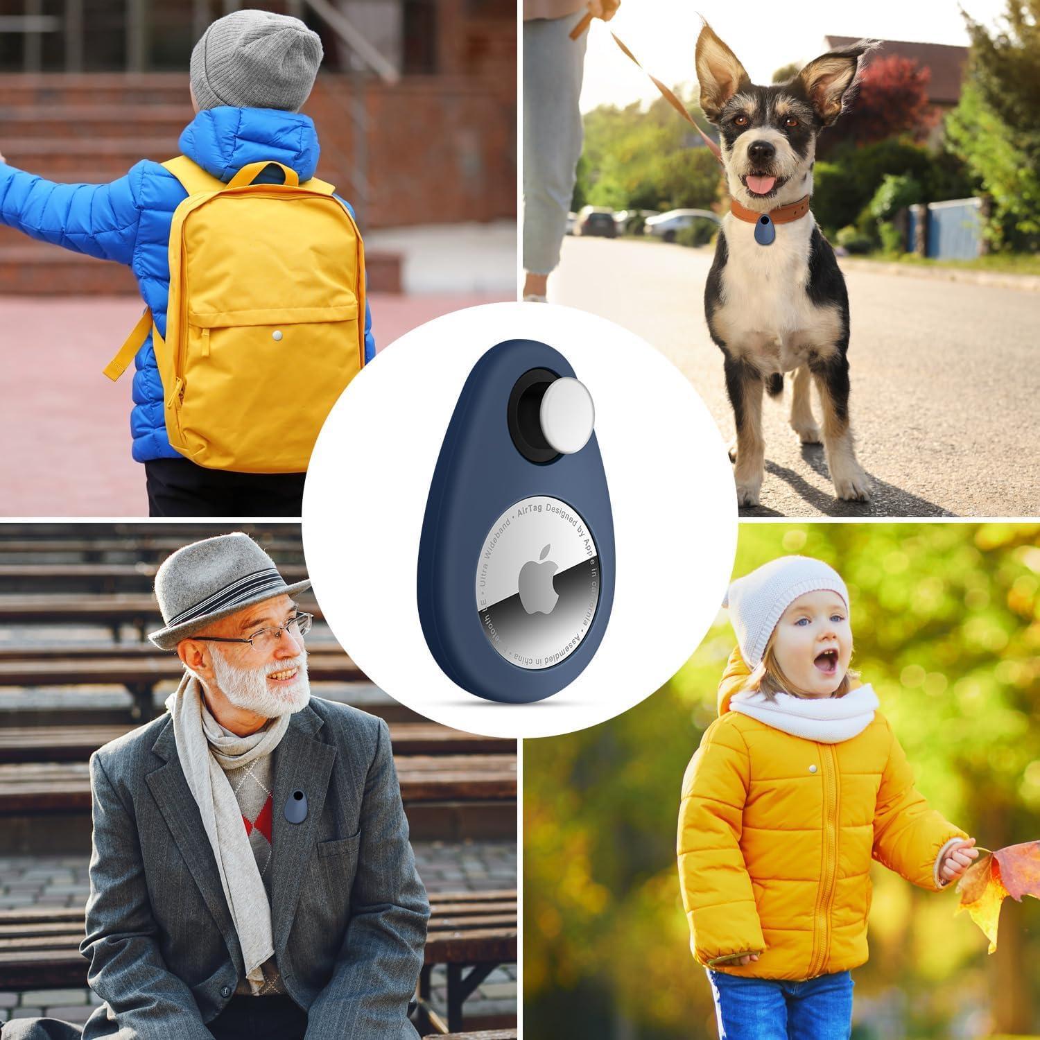 Funda Silicona Airtag Oculta AIDE 2 Paquete Negro Azul