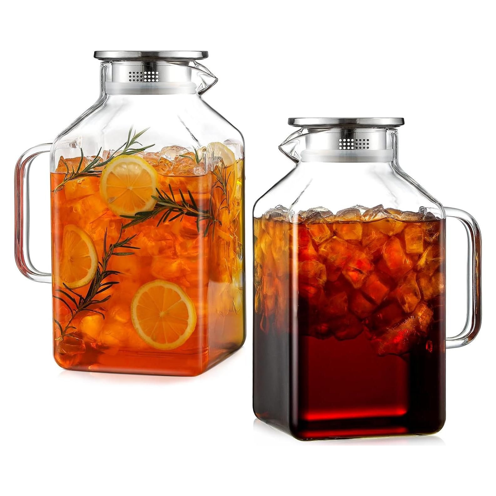 Paquete de 2 Jarras Cuadradas de Vidrio Borosilicato 3.78L