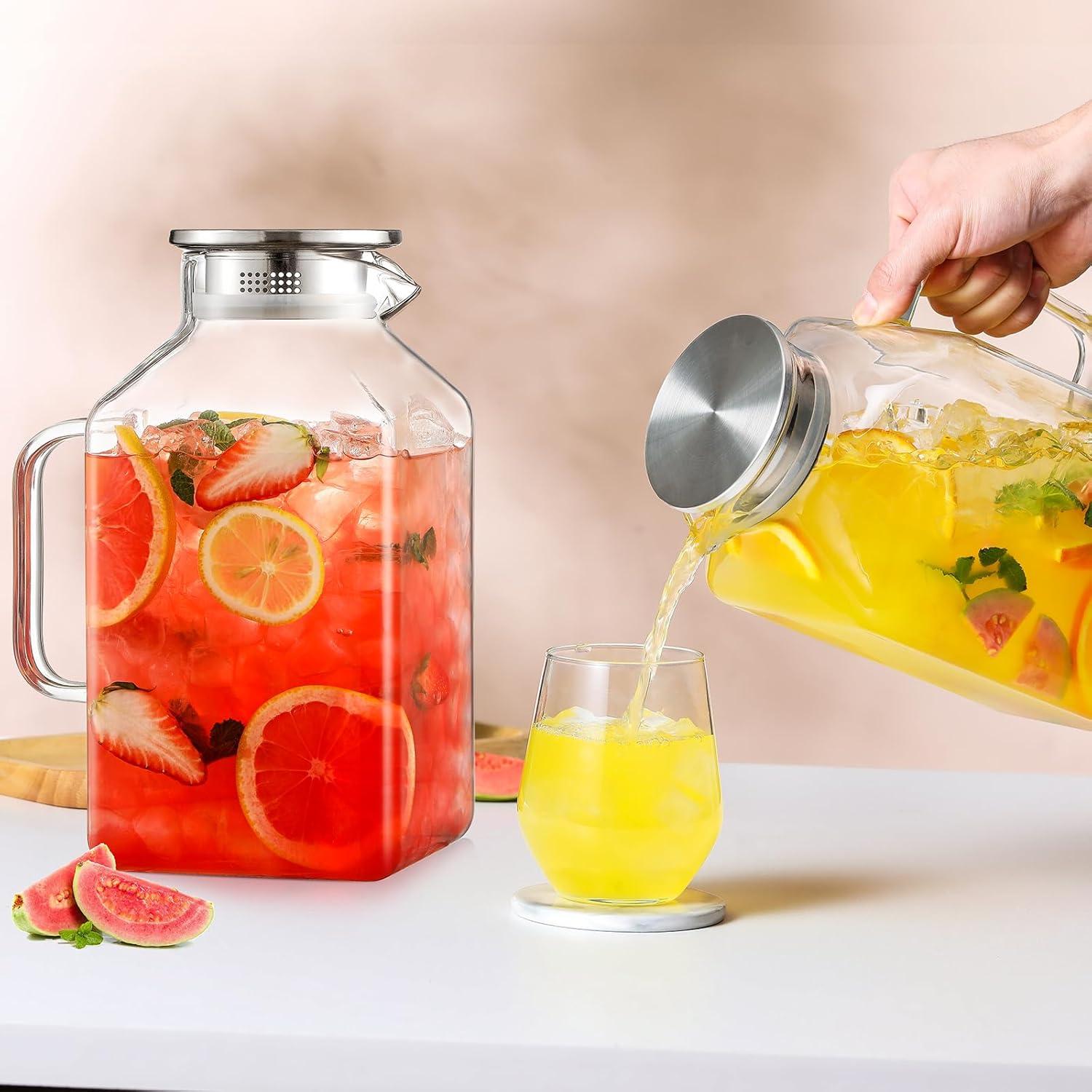 Paquete de 2 Jarras Cuadradas de Vidrio Borosilicato 3.78L