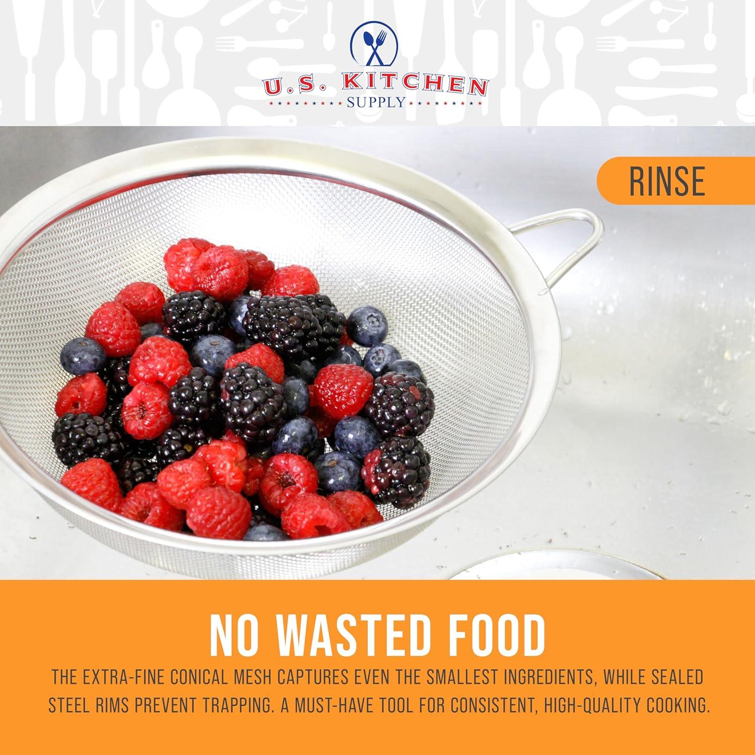 Juego de 3 Coladores Cónicos Acero Inoxidable U.S. Kitchen Supply