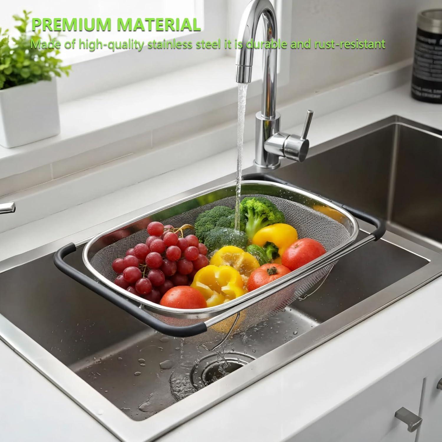 Colador Expandible YENXIKU de Acero Inoxidable 33x23.88 cm