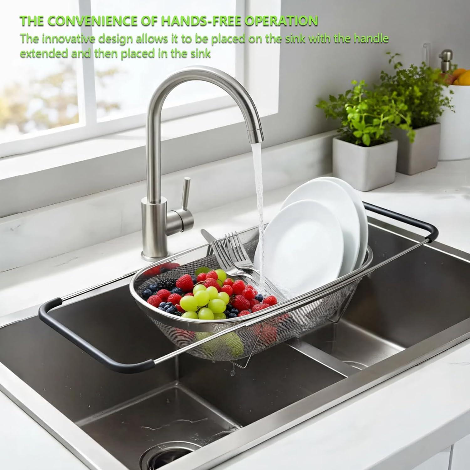 Colador Expandible YENXIKU de Acero Inoxidable 33x23.88 cm