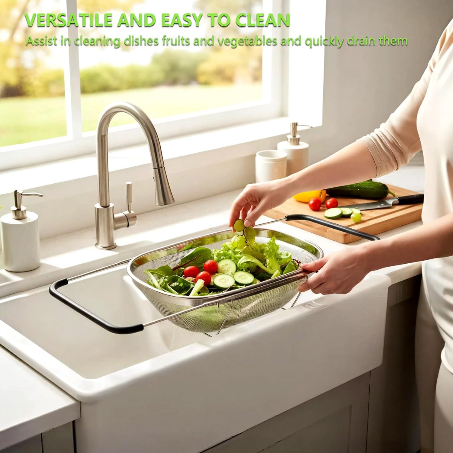 Colador Expandible YENXIKU de Acero Inoxidable 33x23.88 cm