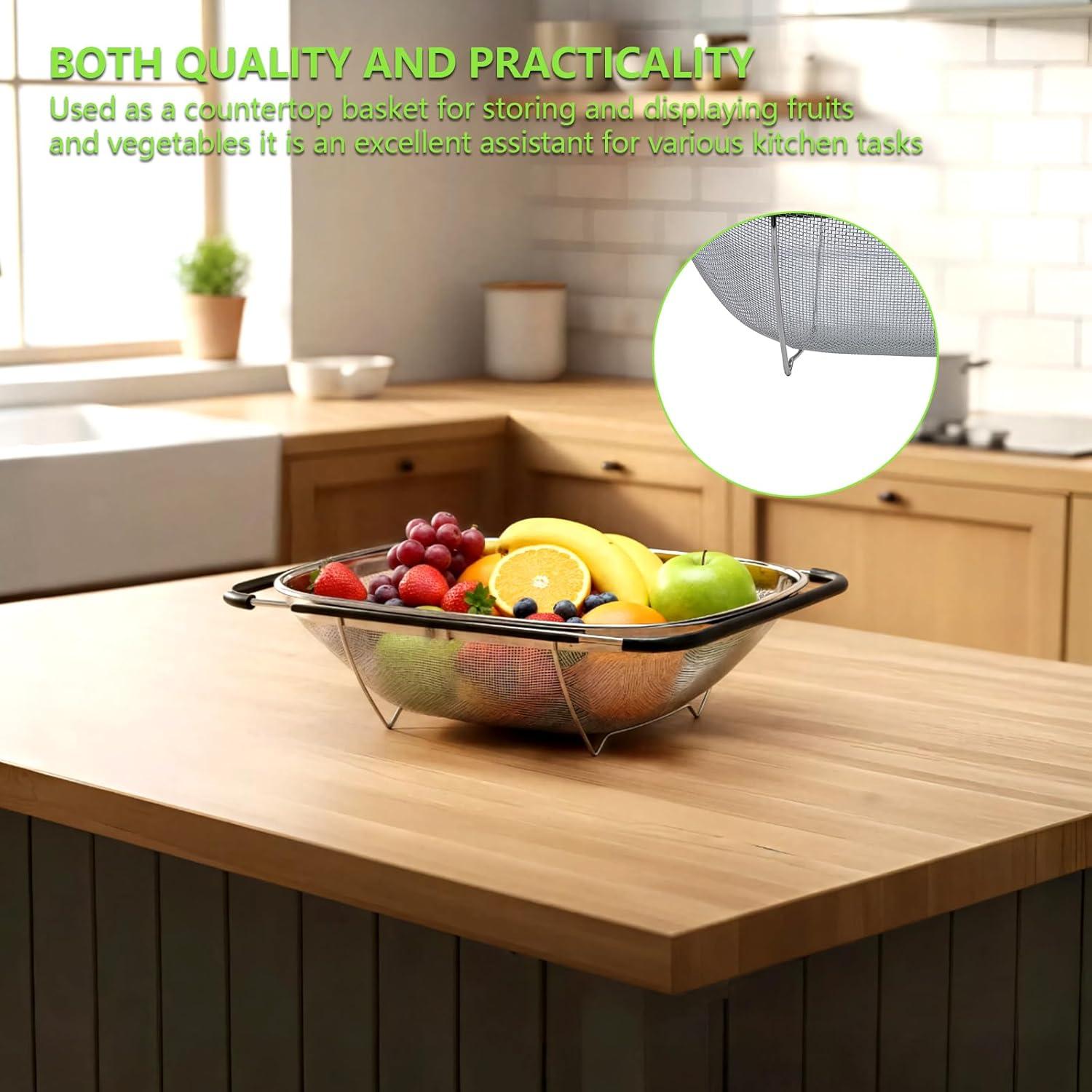 Colador Expandible YENXIKU de Acero Inoxidable 33x23.88 cm