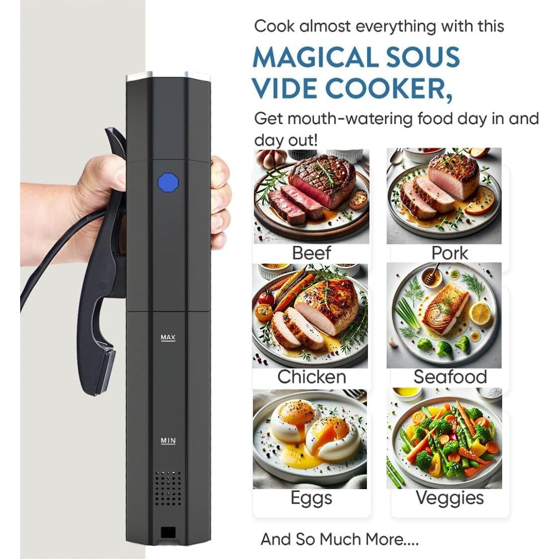 Yedi Sous Vide Cooker 1000W con Accesorios Deluxe y Recetas