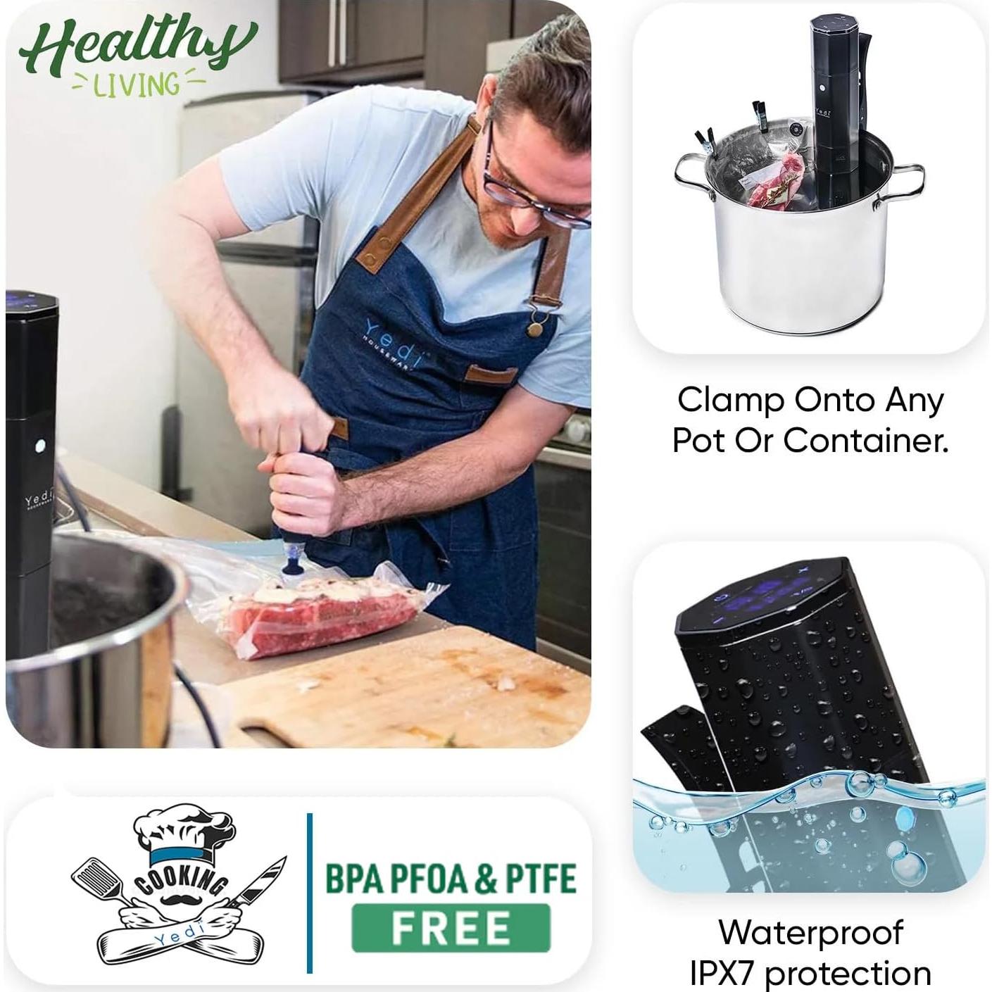 Yedi Sous Vide Cooker 1000W con Accesorios Deluxe y Recetas