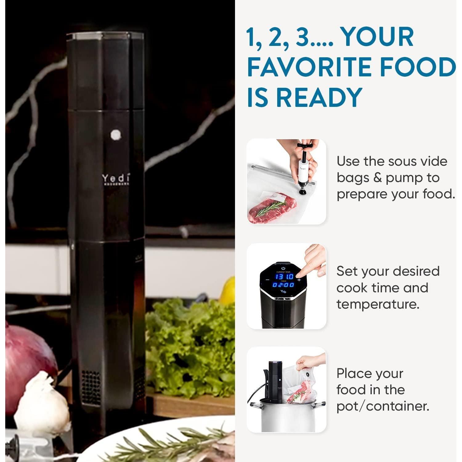 Yedi Sous Vide Cooker 1000W con Accesorios Deluxe y Recetas