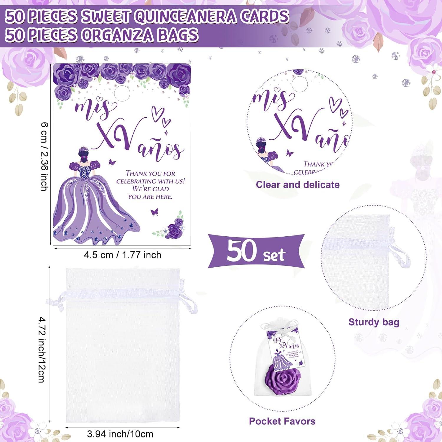 Wenqik 50 Espejos Compactos Rosa Quinceañera y Tarjetas